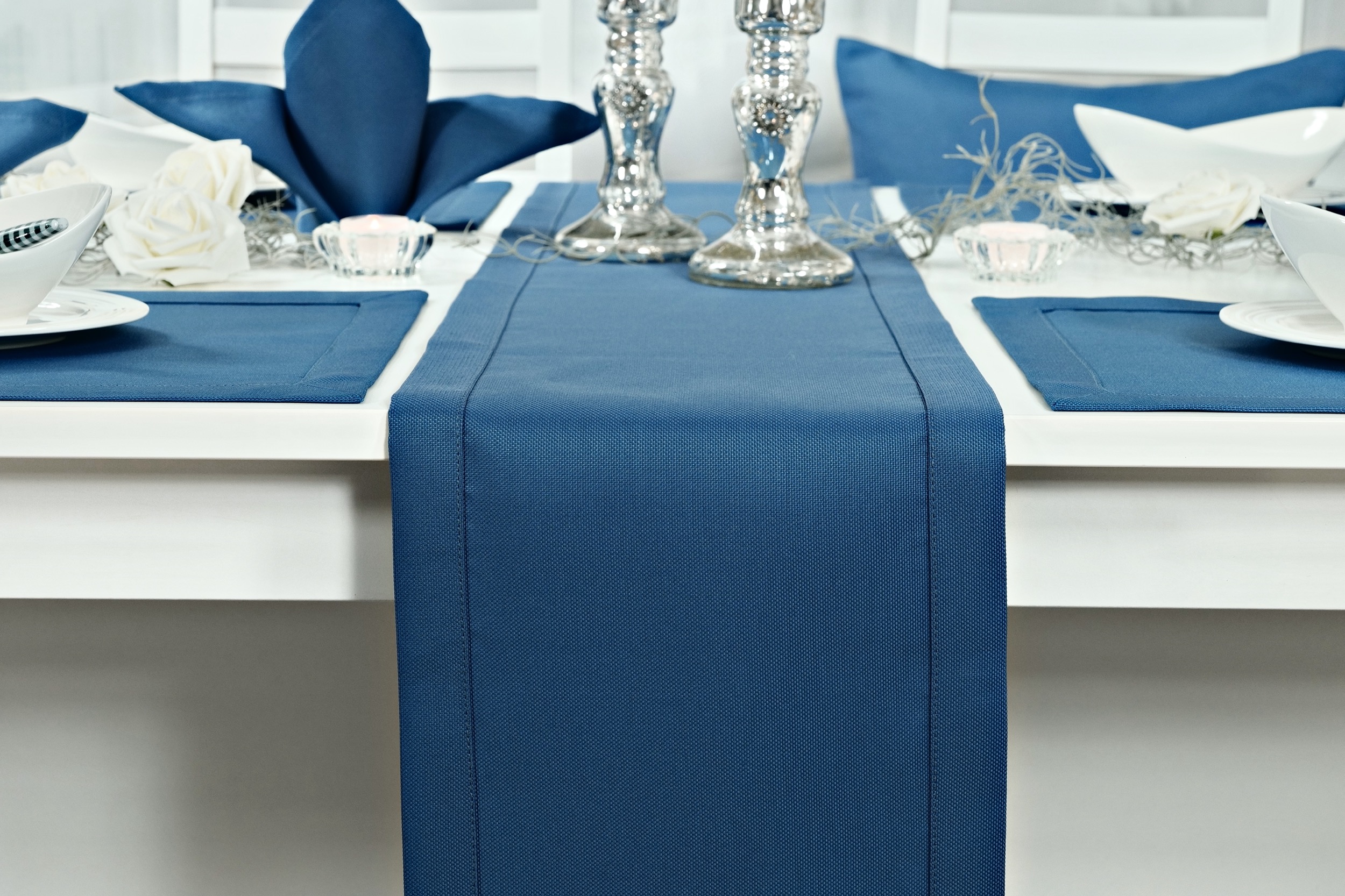 Tischläufer Blau einfarbig Vivaldi Breite 25 cm