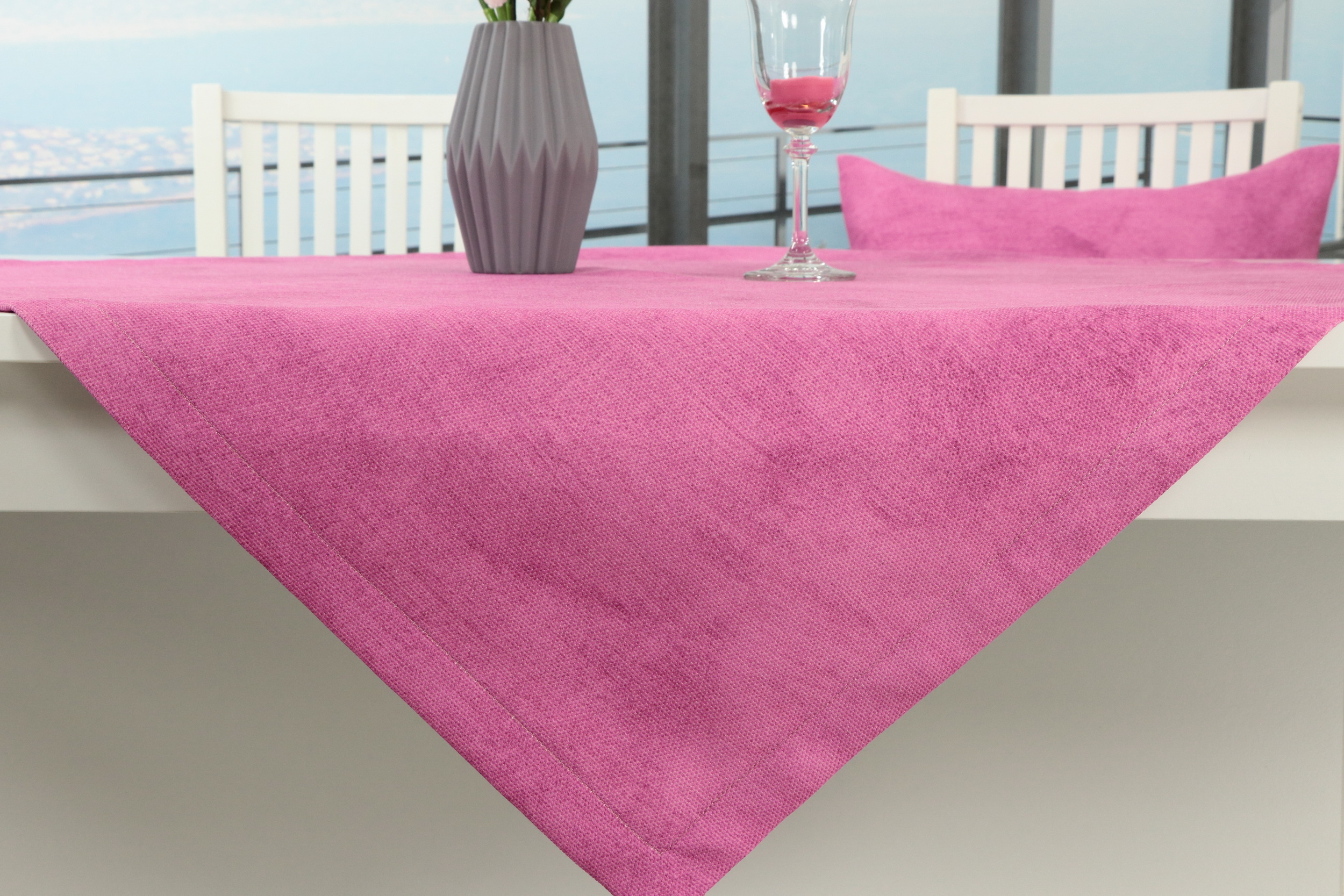 Garten Tischdecke mit Fleckschutz Perl Pink uni ab 80x80 cm - 200x200 cm QUADRATISCH