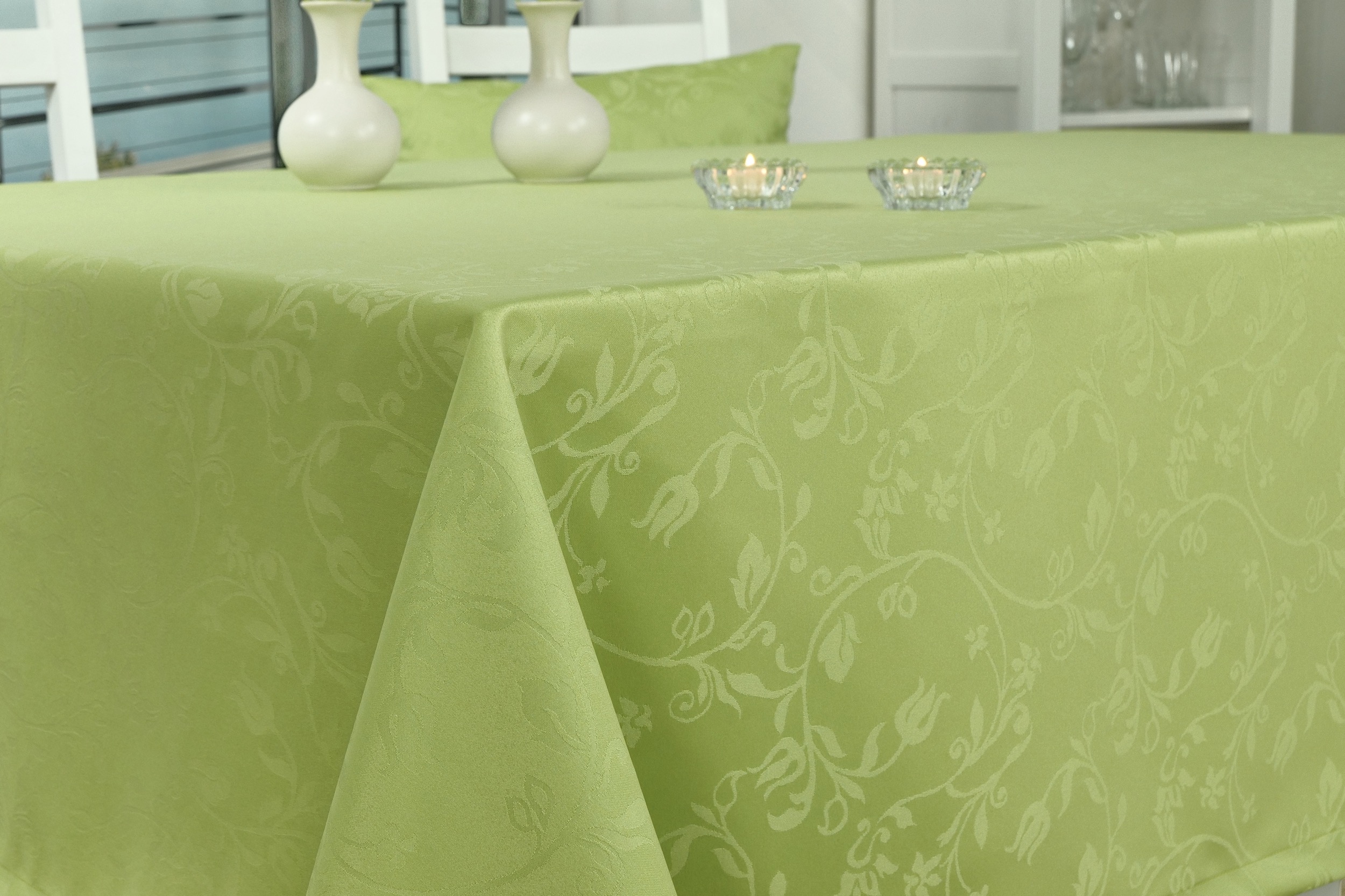 Tischdecke mit Fleckschutz Maigrün Blütenranke Fresh Breite 140 cm