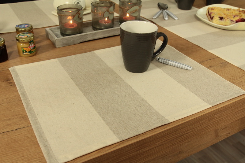 Tischset abwaschbar natur beige breite Streifen Größe 32x42 cm