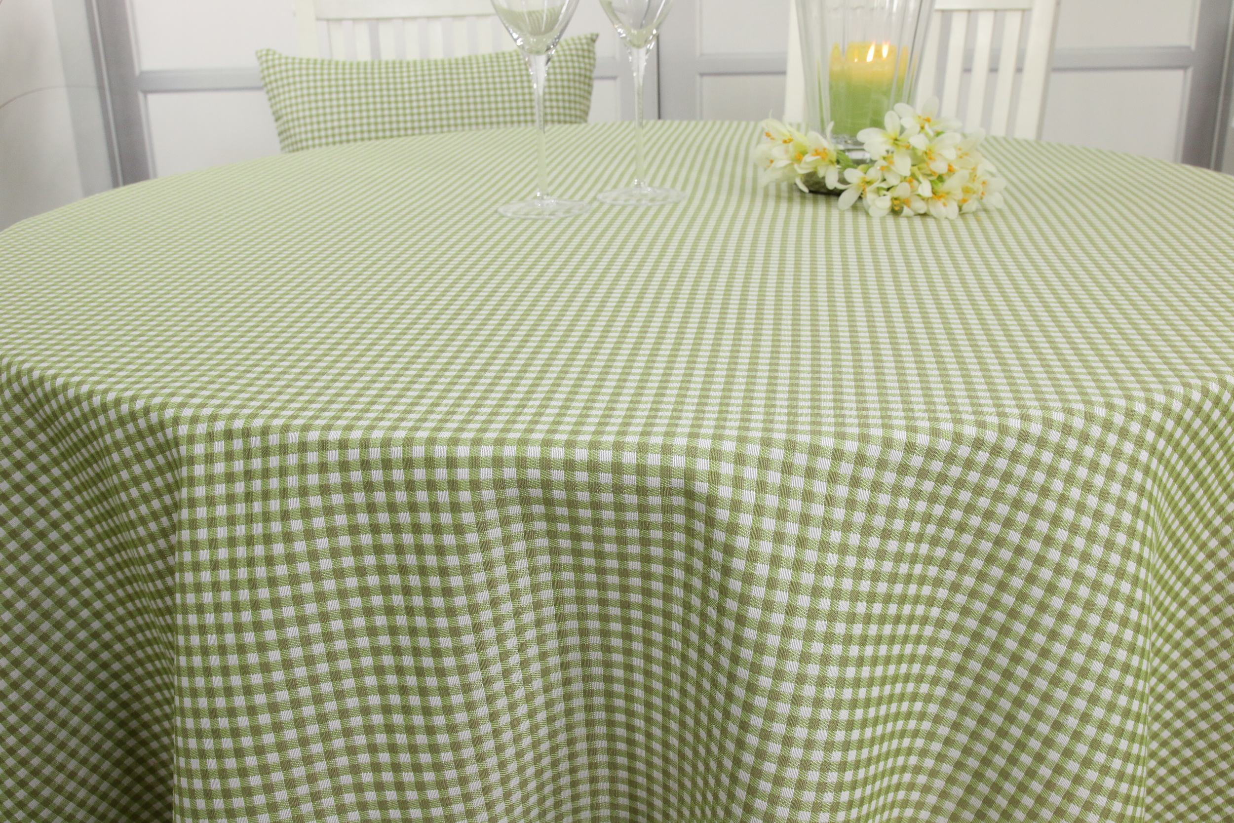 Tischdecke Bauernkaro Grün ab 80 cm bis 200 cm RUND