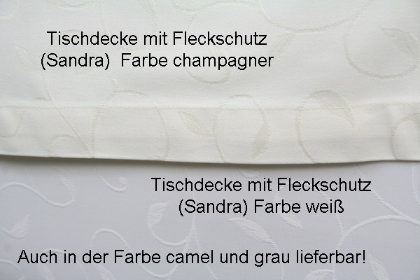Damast Tischdecke Fleckschutz champagner mit Muster Breite 140 cm OVAL