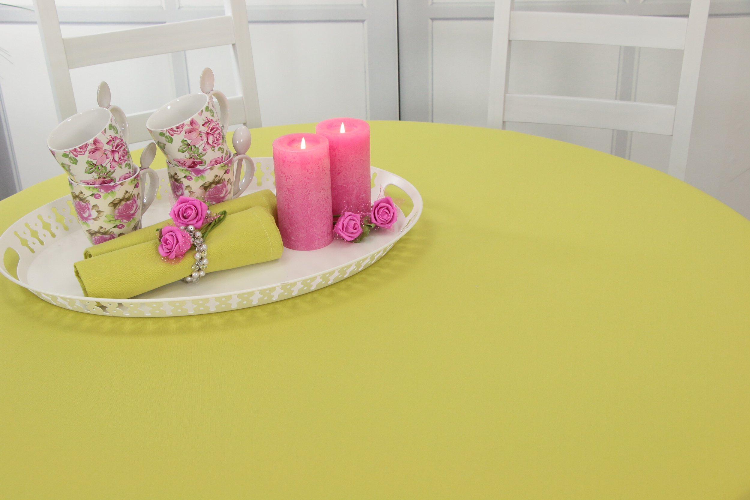 Tischdecke mit Fleckschutz Melone Breite 100 cm OVAL