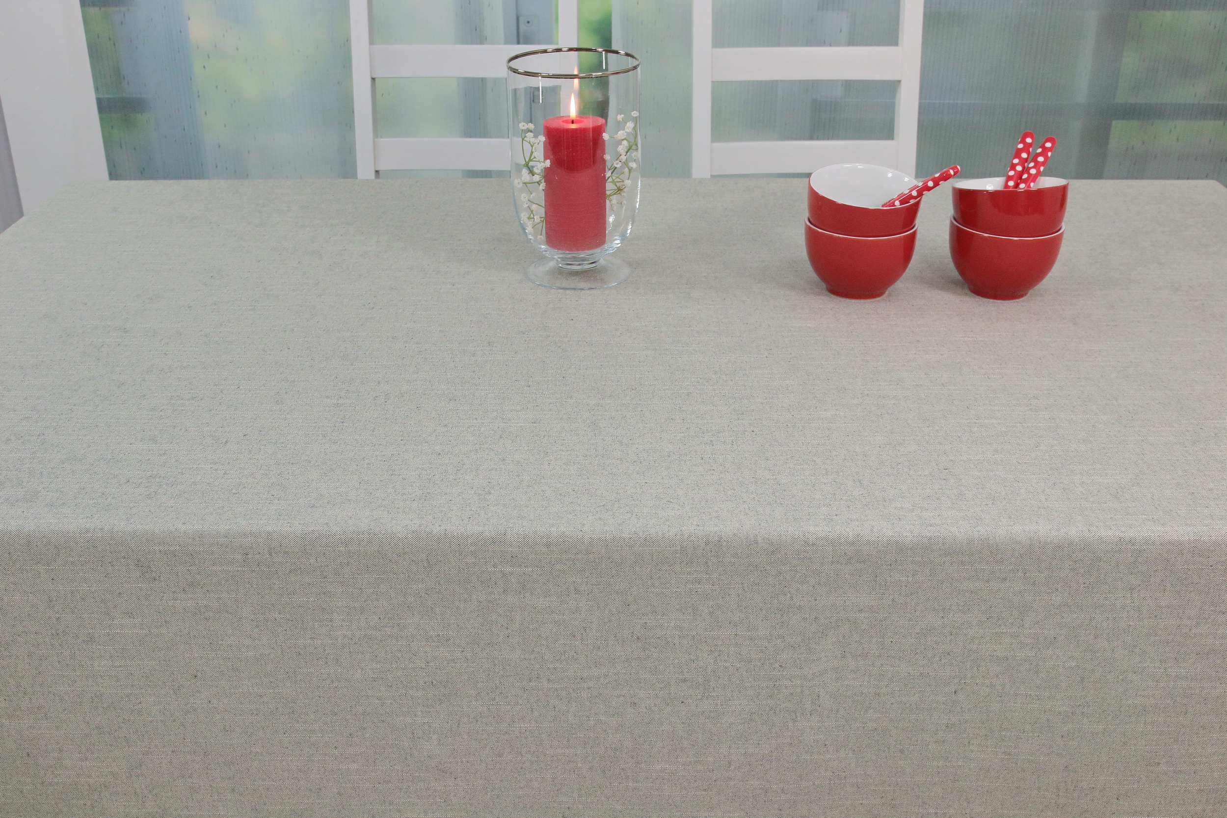 Tischdecke abwaschbar Grau einfarbig Perla Breite 130 cm