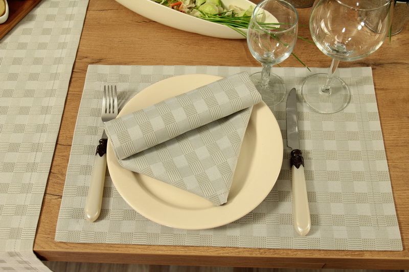 Tischset Check gemustert beige grau Größe 32x42 cm