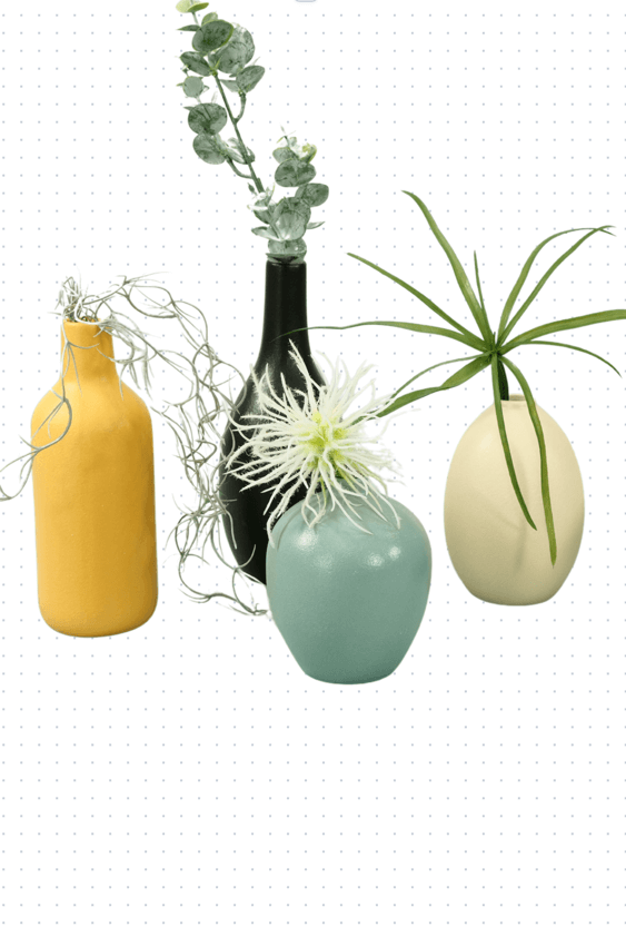Formschöne Vasen aus Keramik. 4 Vasen im SET.