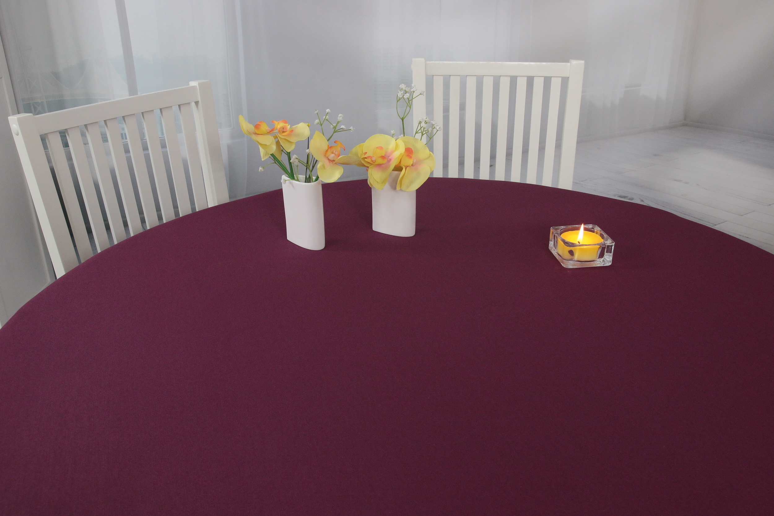 Tischdecken Aubergine einfarbig Breite 130 cm OVAL