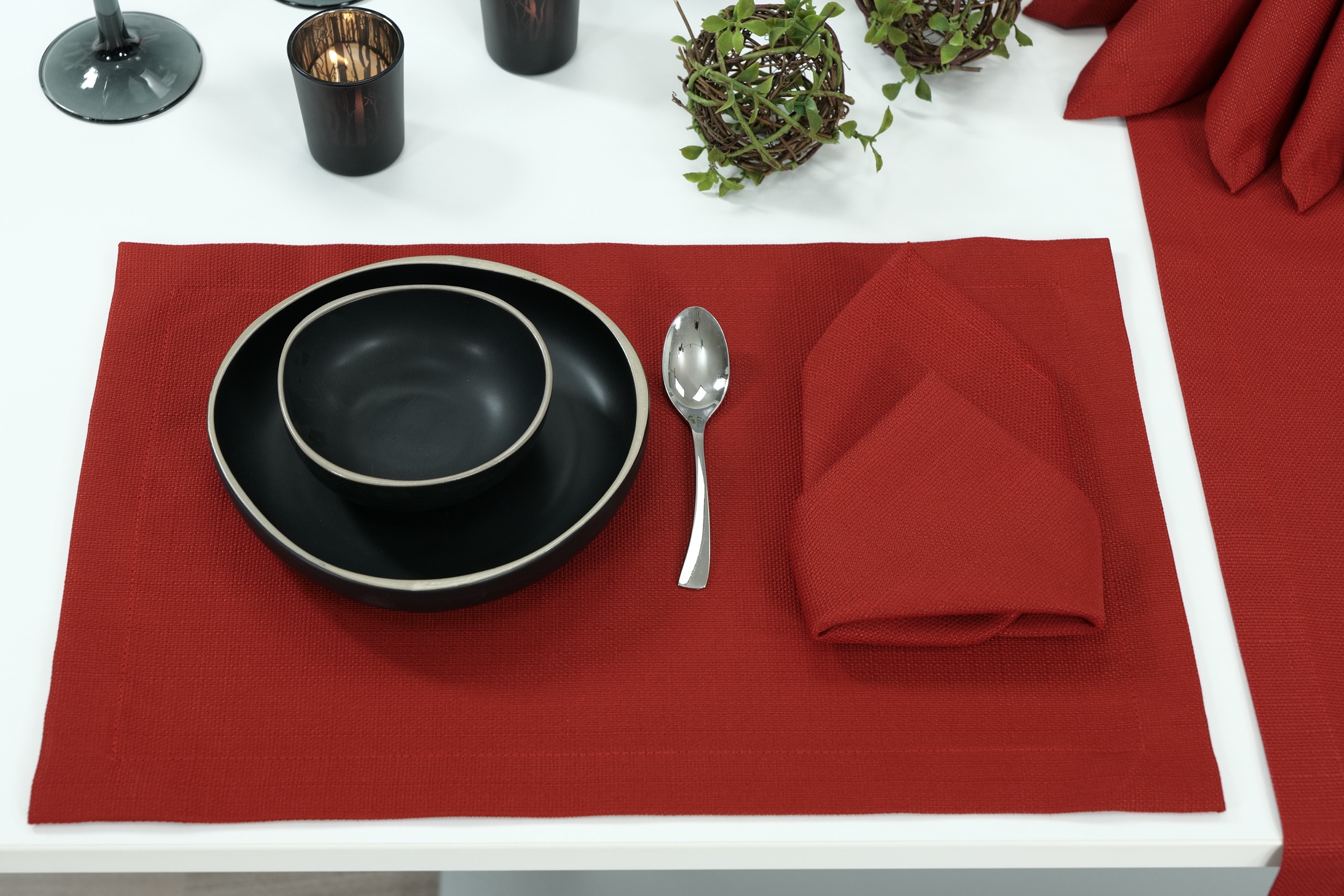 Tischset mit Fleckschutz  Evita Rot Uni Größe 30x48 cm Platzset