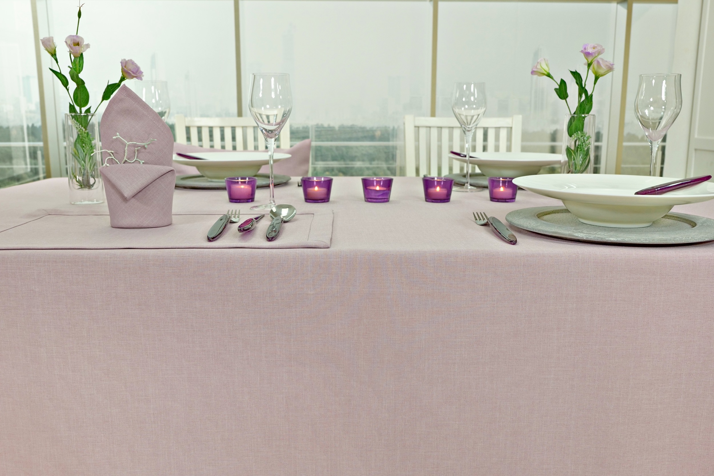 Tischdecke mit Fleckschutz Altrosa uni Leinenoptik Valerie Breite 150 cm