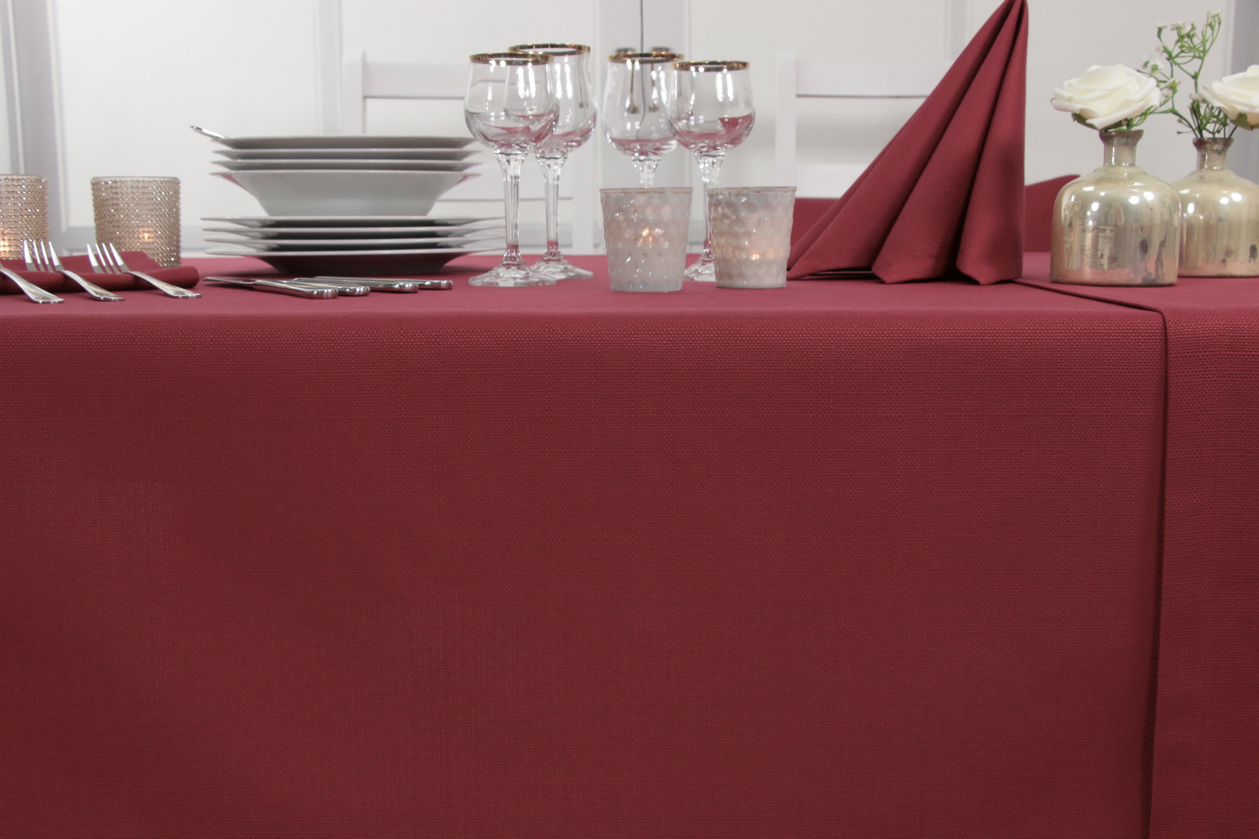 Tischdecke mit Fleckschutz Evita Perlrot Uni Breite 110 cm