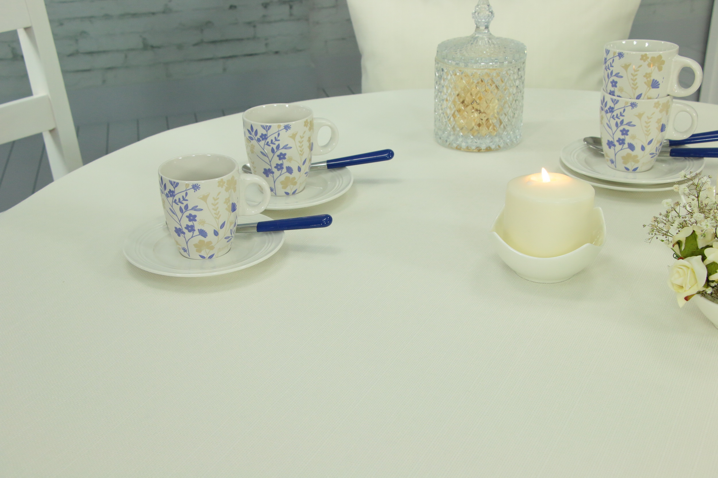 Tischdecke mit Fleckschutz Evita Perlcreme uni Breite 120 cm OVAL