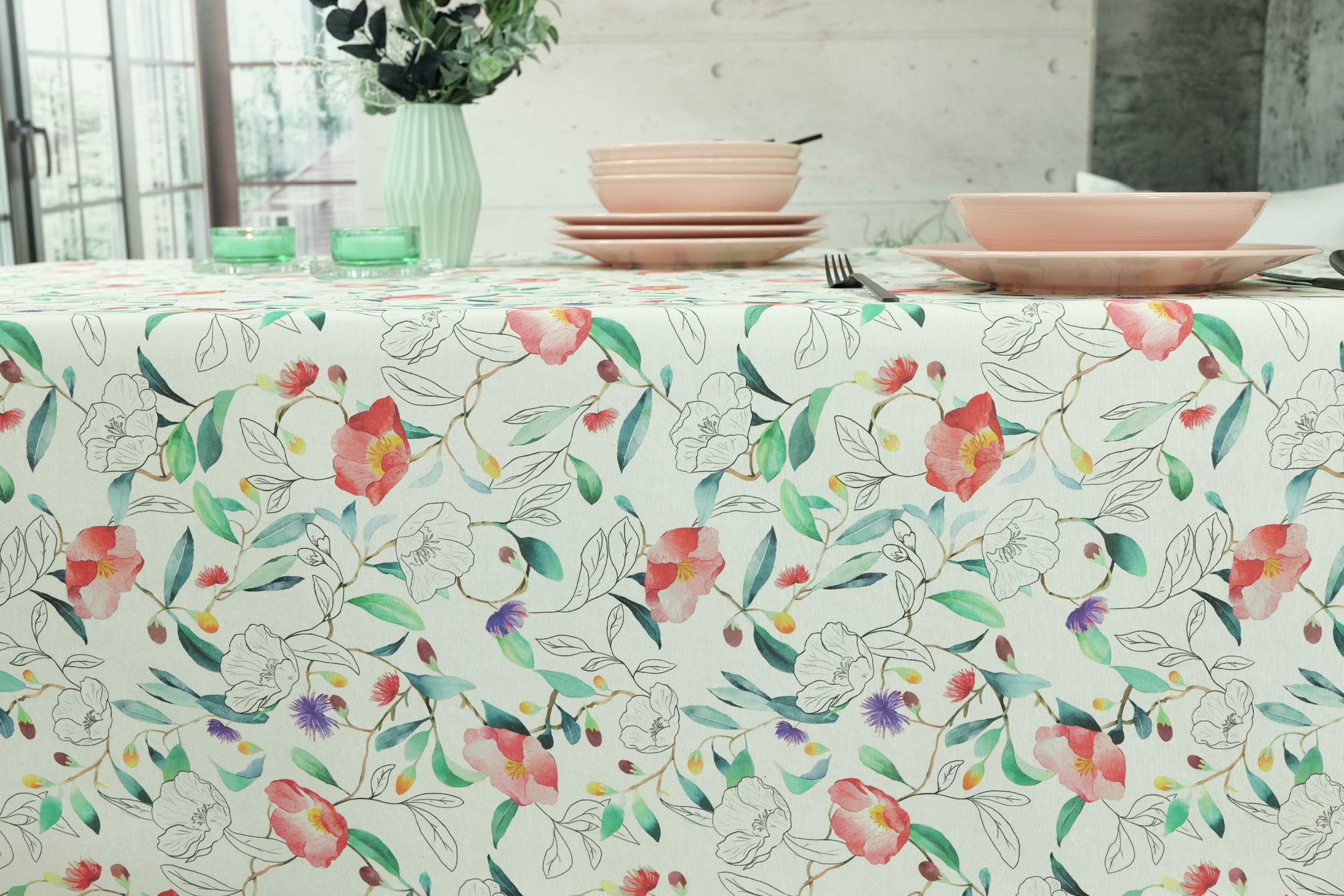 Abwaschbare Tischdecke Muster Blumen Paola Breite 120 cm