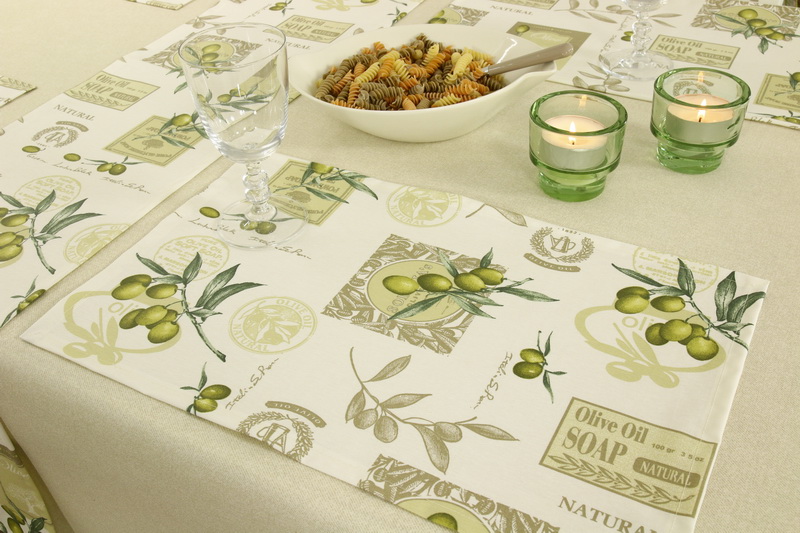 Abwaschbares Tischset Olive Muster LONA Größe 30x48 cm