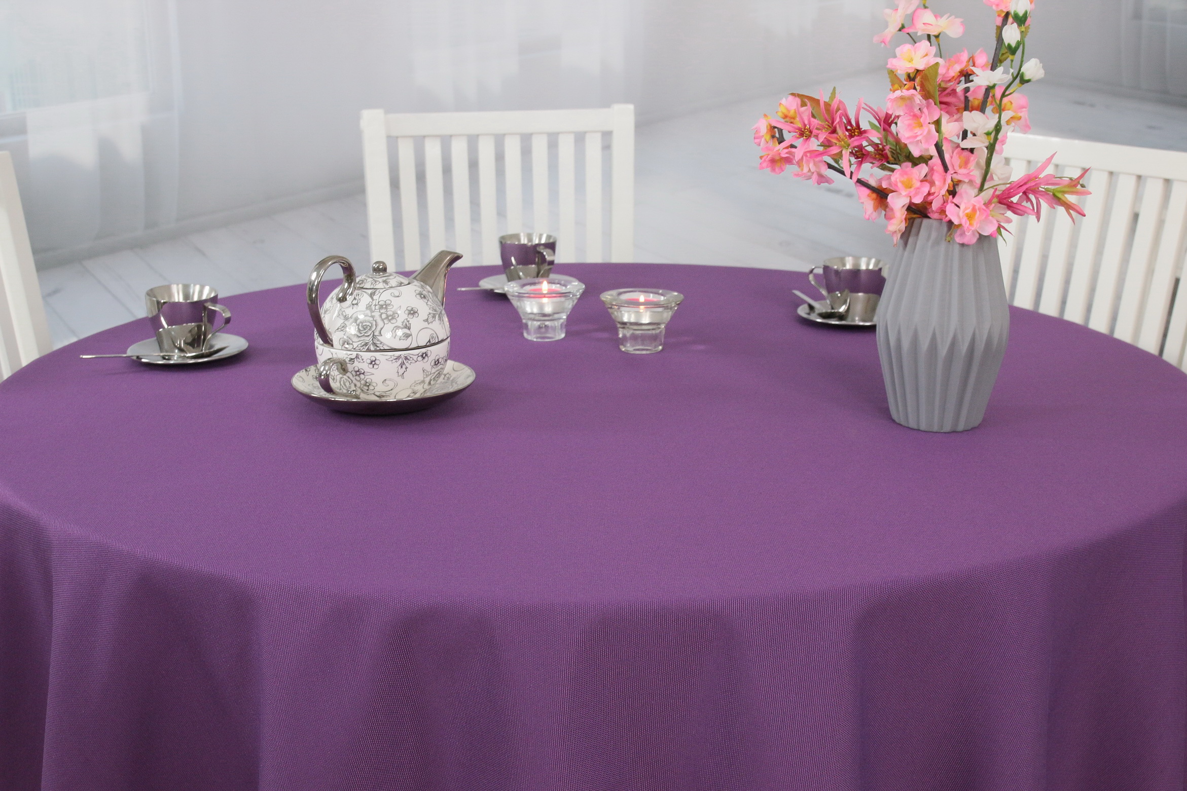 Tischdecke Violett einfarbig RUND Ø 80 cm bis 200 cm