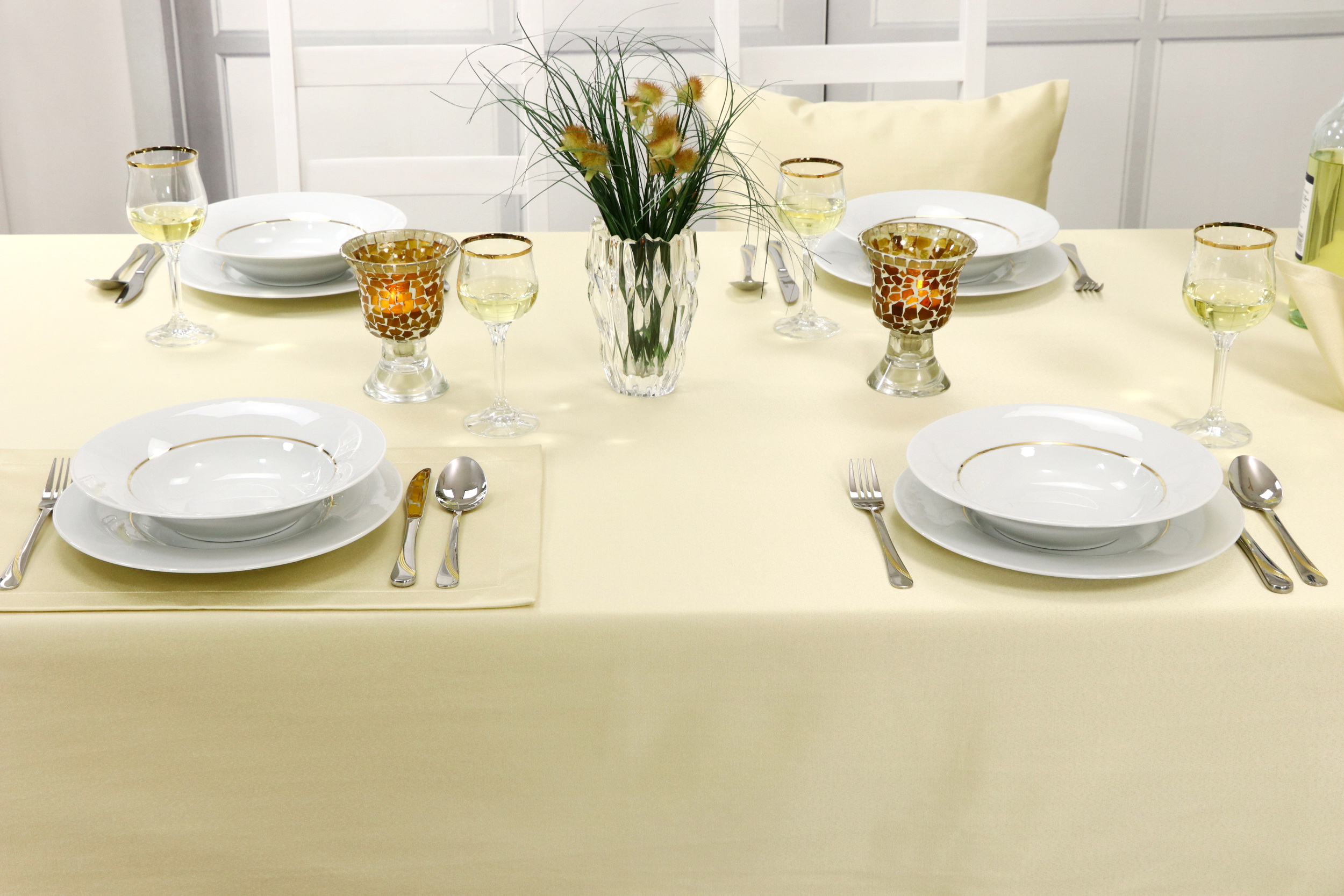 Einfarbige Tischdecke Goldfarben mit Fleckschutz Breite 110 cm