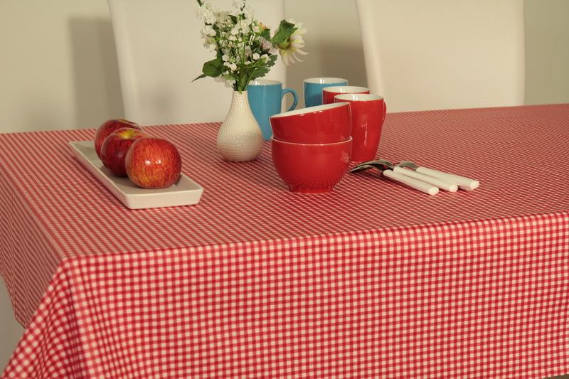 Abwaschbare Tischdecke Rot Weiß kleines Karo Friedl Breite 100 cm