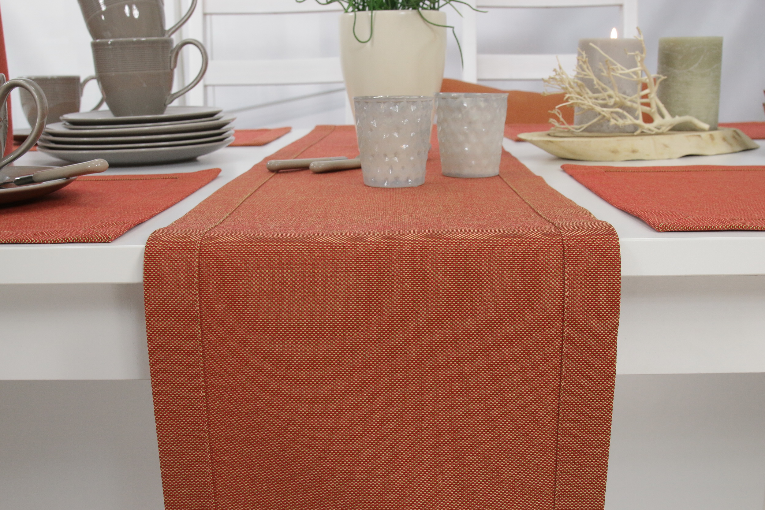 Tischläufer mit Fleckschutz Terracotta einfarbig Liberas Breite 25 cm