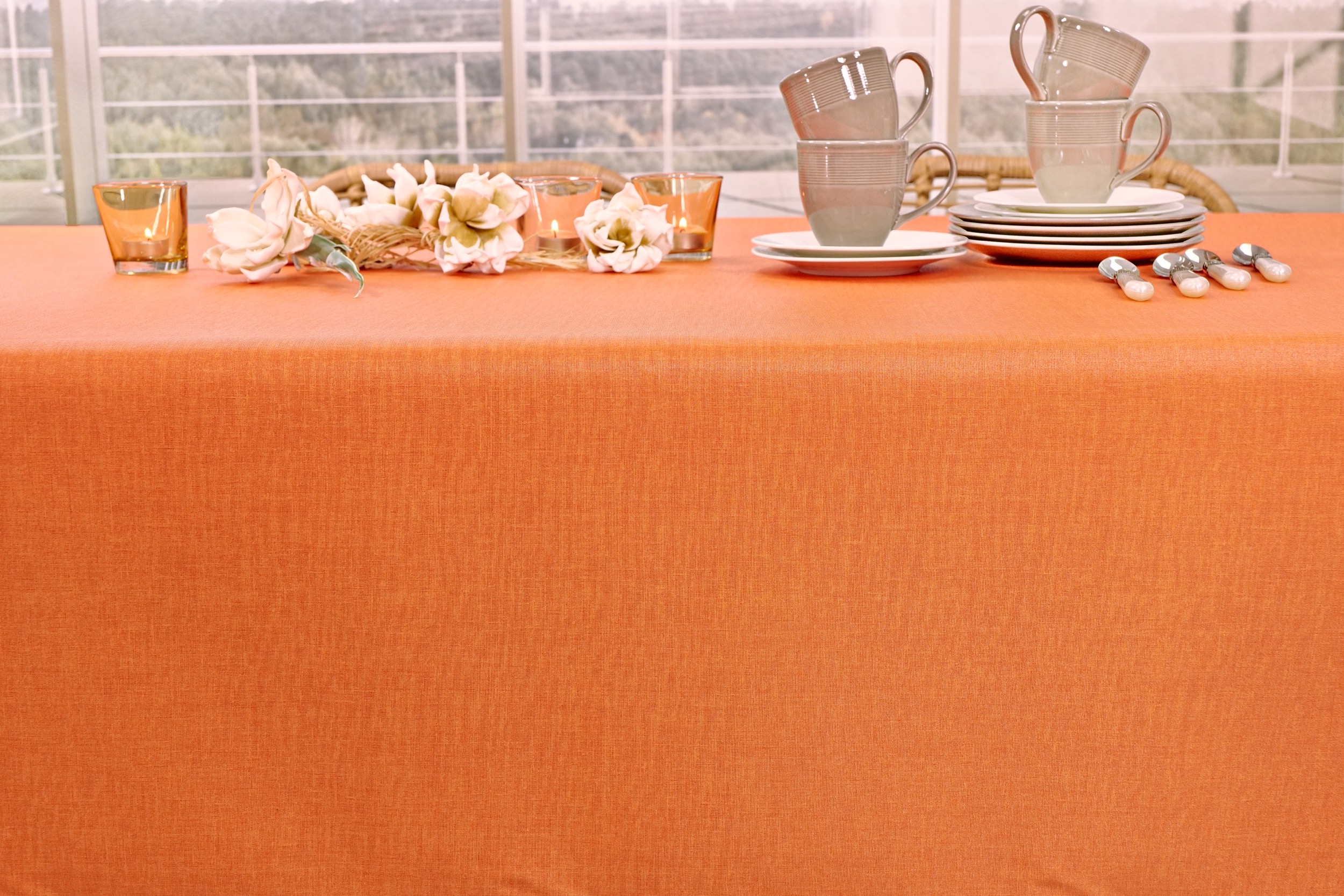 Tischdecke abwaschbar Orange uni Tessa Breite 138 cm