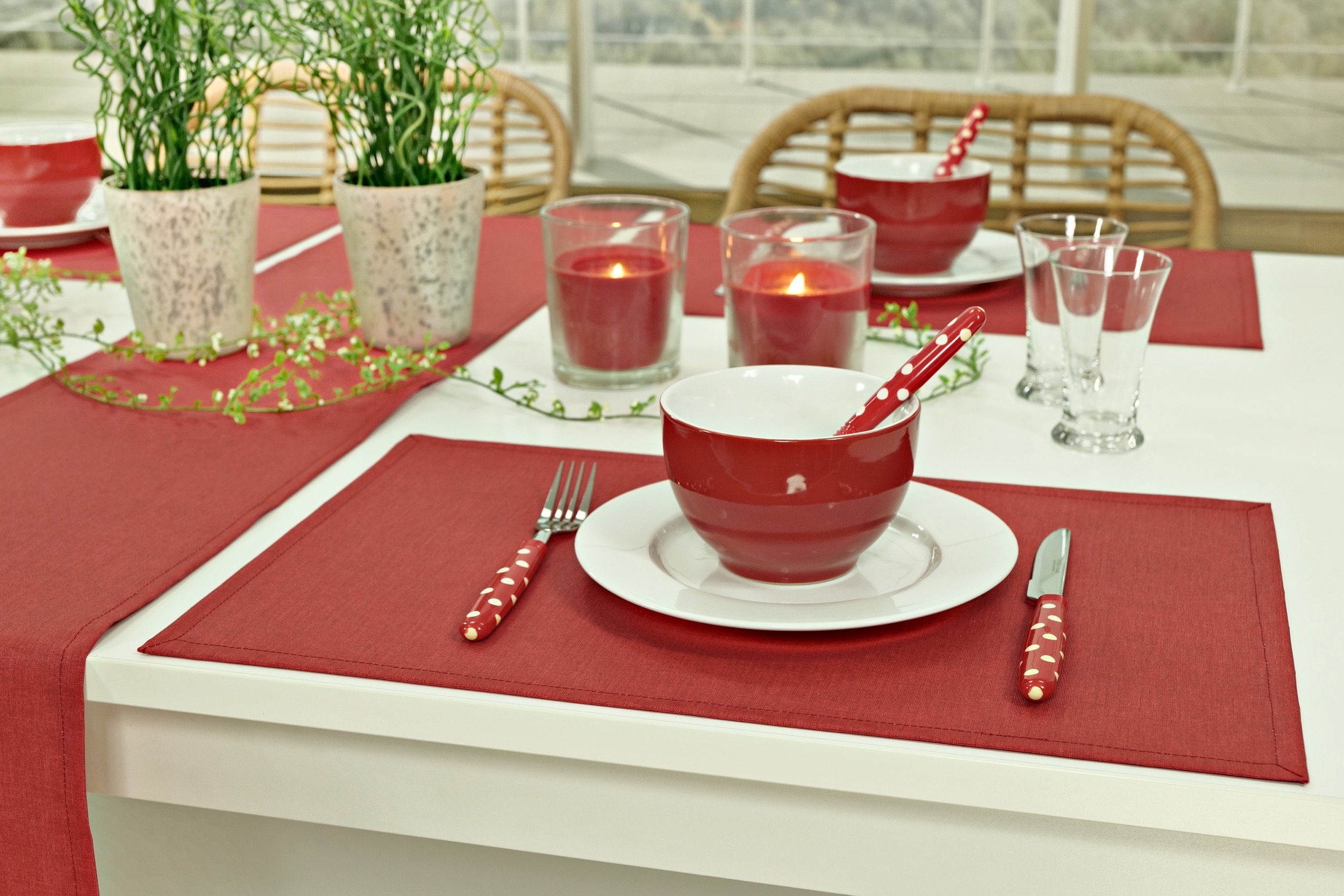 Tischset abwaschbar Rot uni Tessa Größe 30x48 cm Platzset