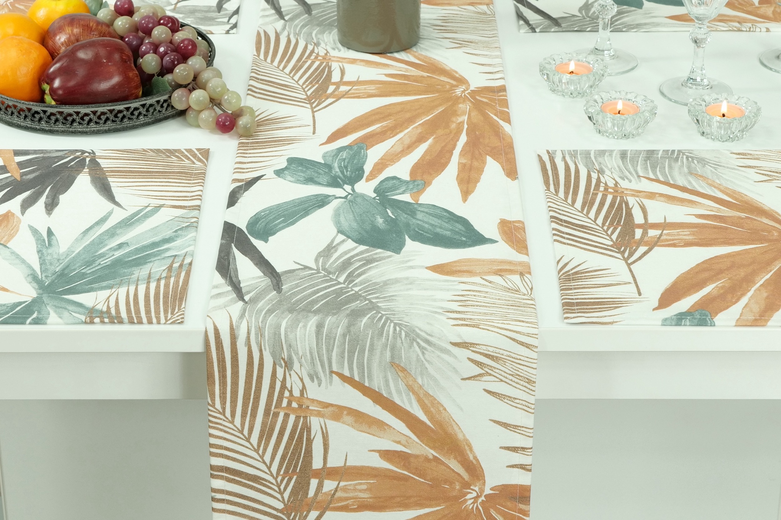 Tischläufer abwaschbar tropische Pflanzen Muster Malia Breite 30 cm