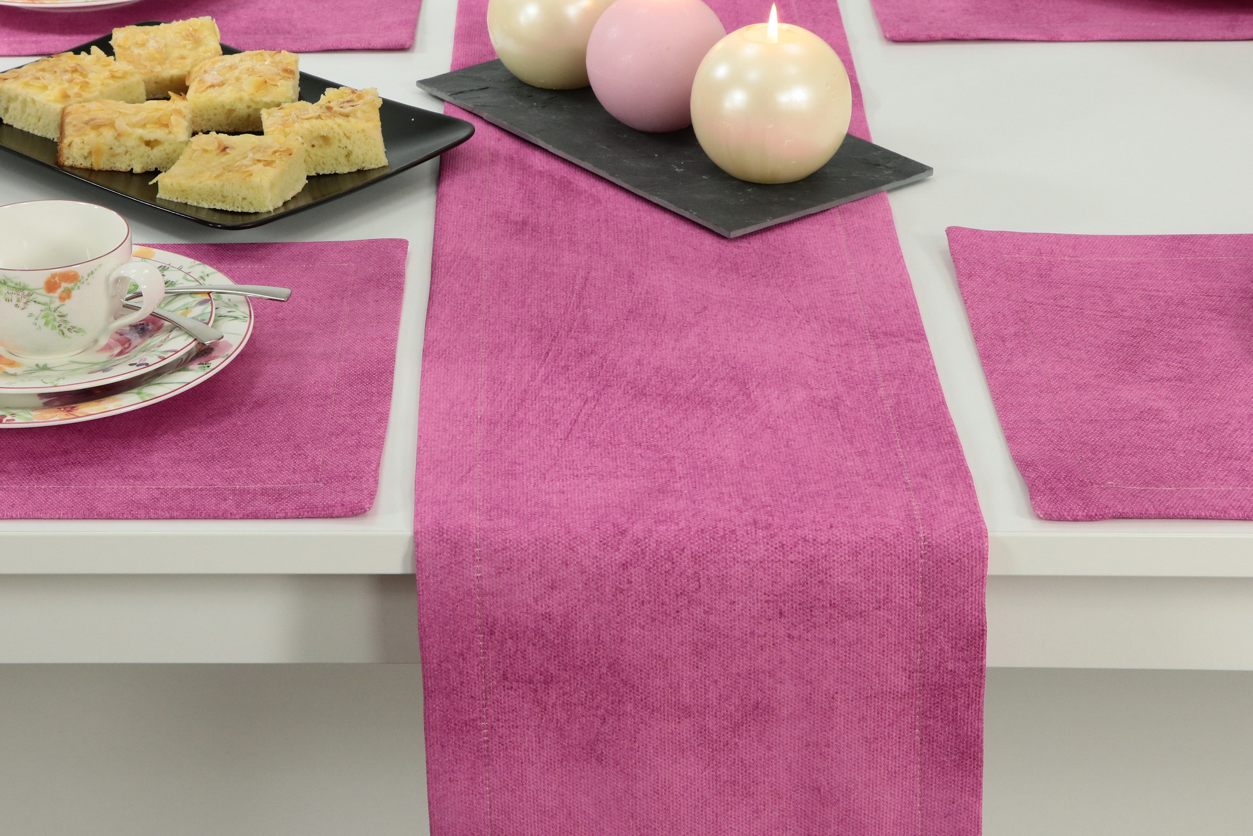 Garten Tischläufer mit Fleckschutz Perl Pink uni Breite 30 cm