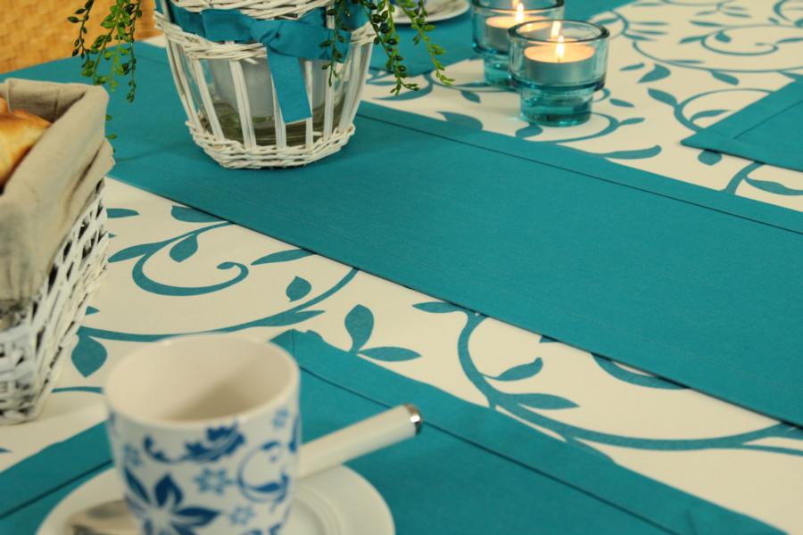 Tischläufer Garten Aqua Blau UNI Breite 40 cm Marina