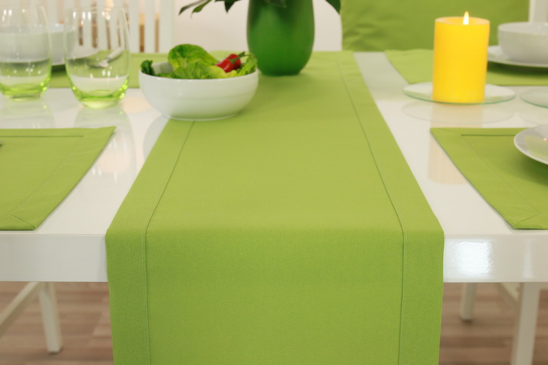 Tischläufer Apfelgrün einfarbig Breite 30 cm