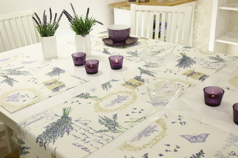 Abwaschbarer Tischläufer Lavendel Mediterran LONA Breite 30 cm