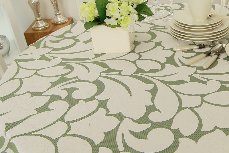 Tischwäsche Queens Smaragdgrün Muster Breite 150 cm OVAL