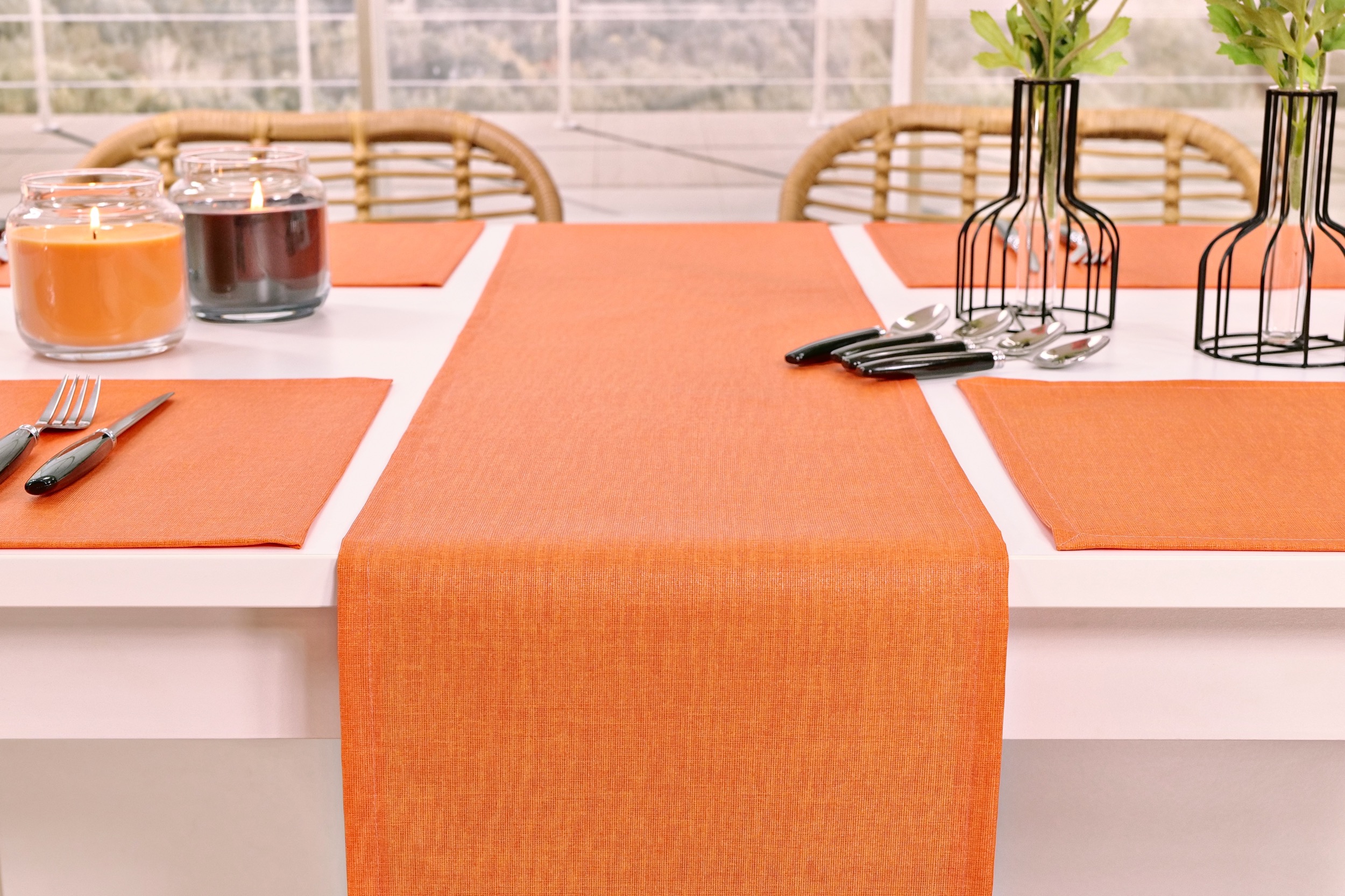 Tischläufer abwaschbar Orange uni Tessa Breite 40 cm