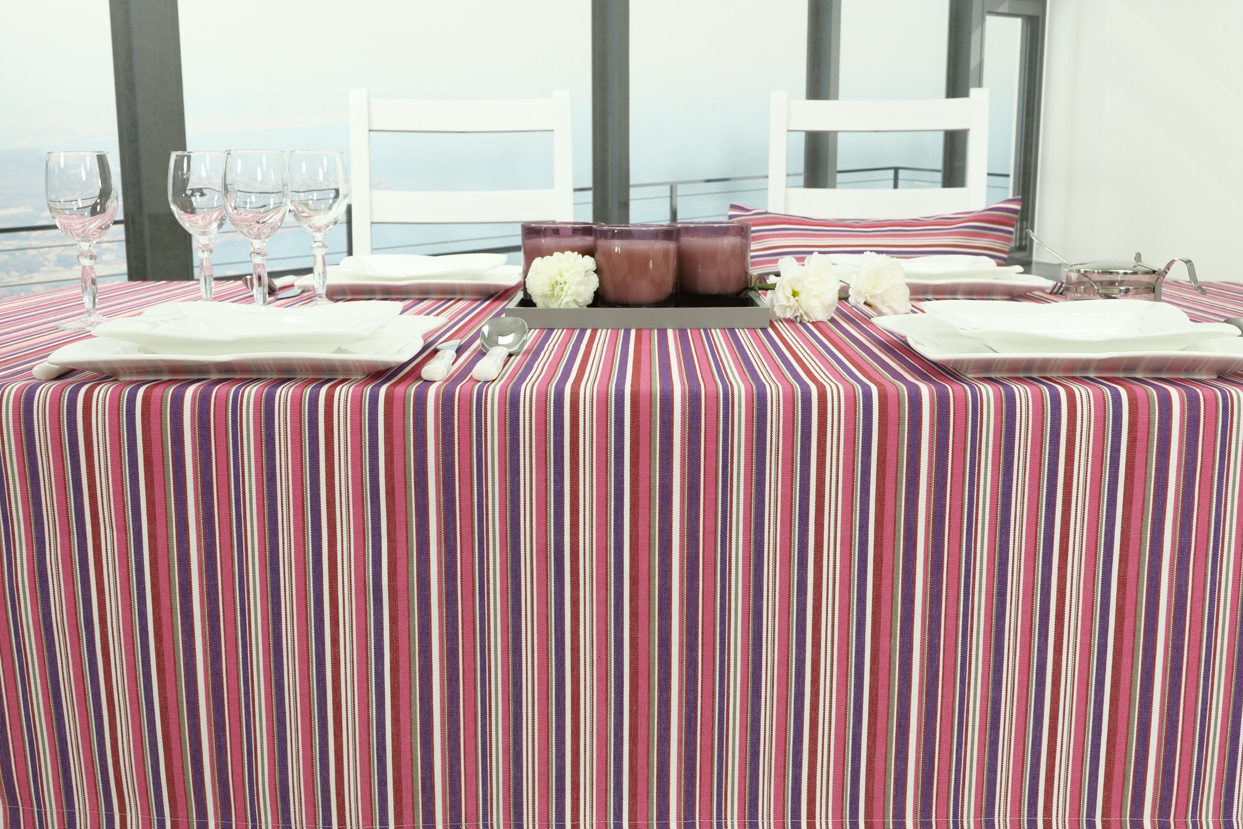 Tischdecke mit Fleckschutz Pink striped Outside Breite 110 cm