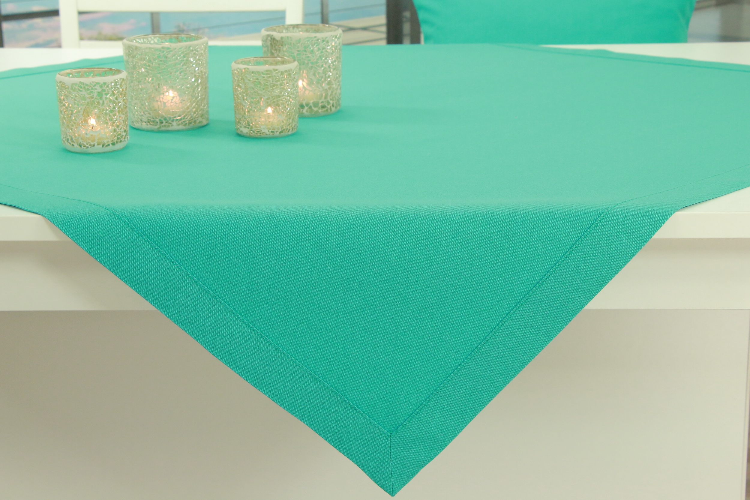Tischdecke mit Fleckschutz Türkis einfarbig Cleans ab 80x80 cm - 200x200 cm QUADRATISCH