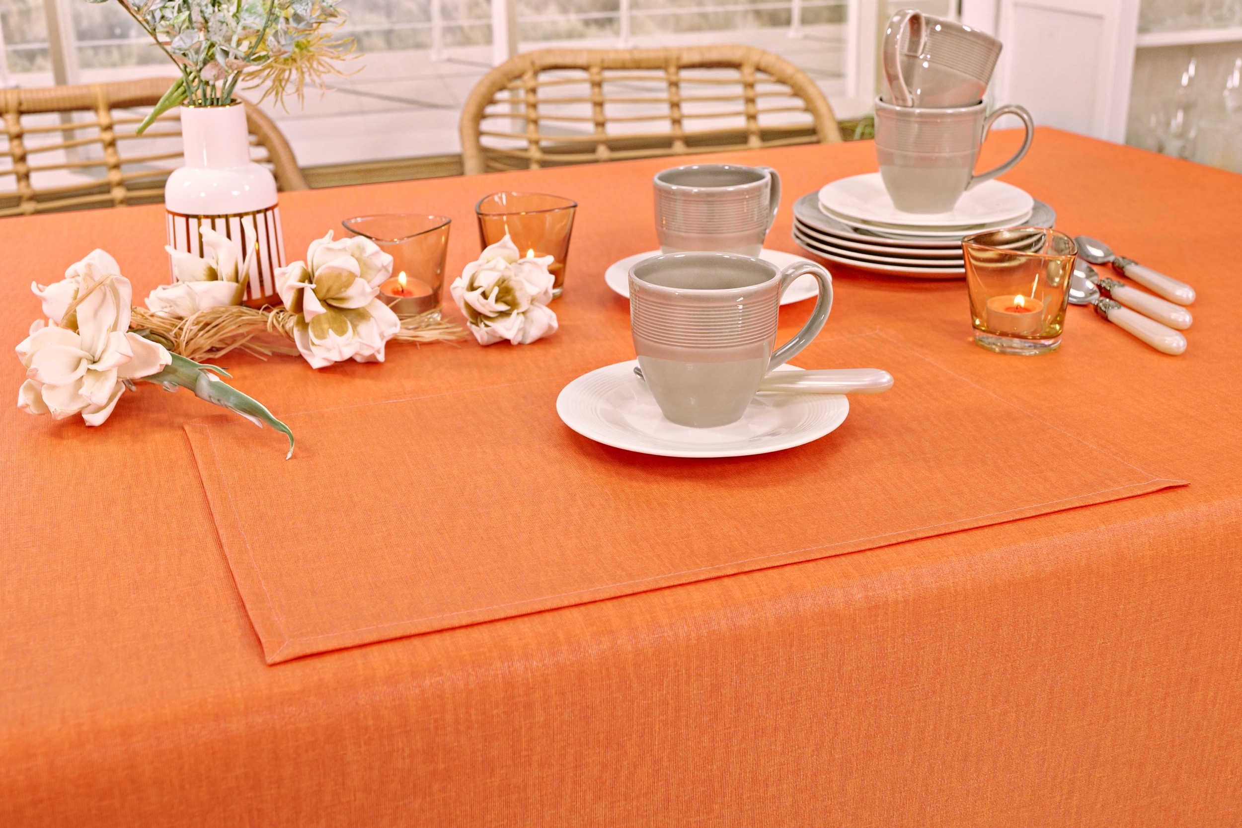 Tischdecke abwaschbar Orange uni Tessa Breite 100 cm