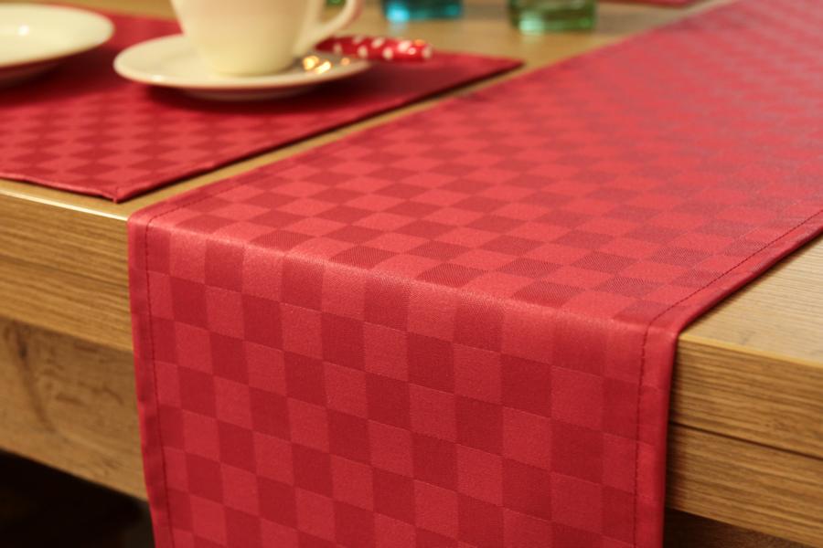 Tischläufer abwaschbar Rot kleines Karo janita Breite 40 cm