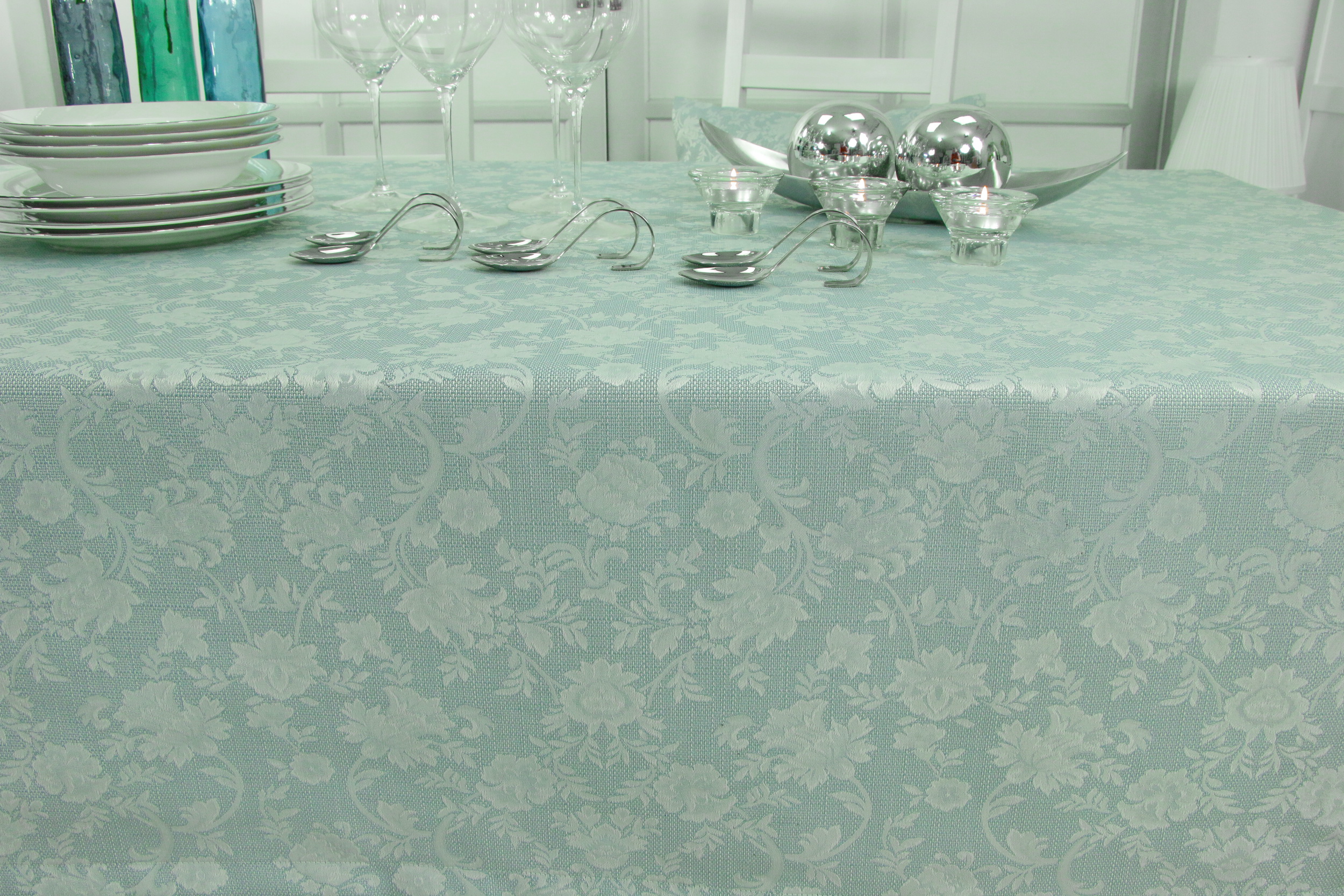 Tischdecke mit Fleckschutz Evita Perlmint Ranke Breite 160 cm