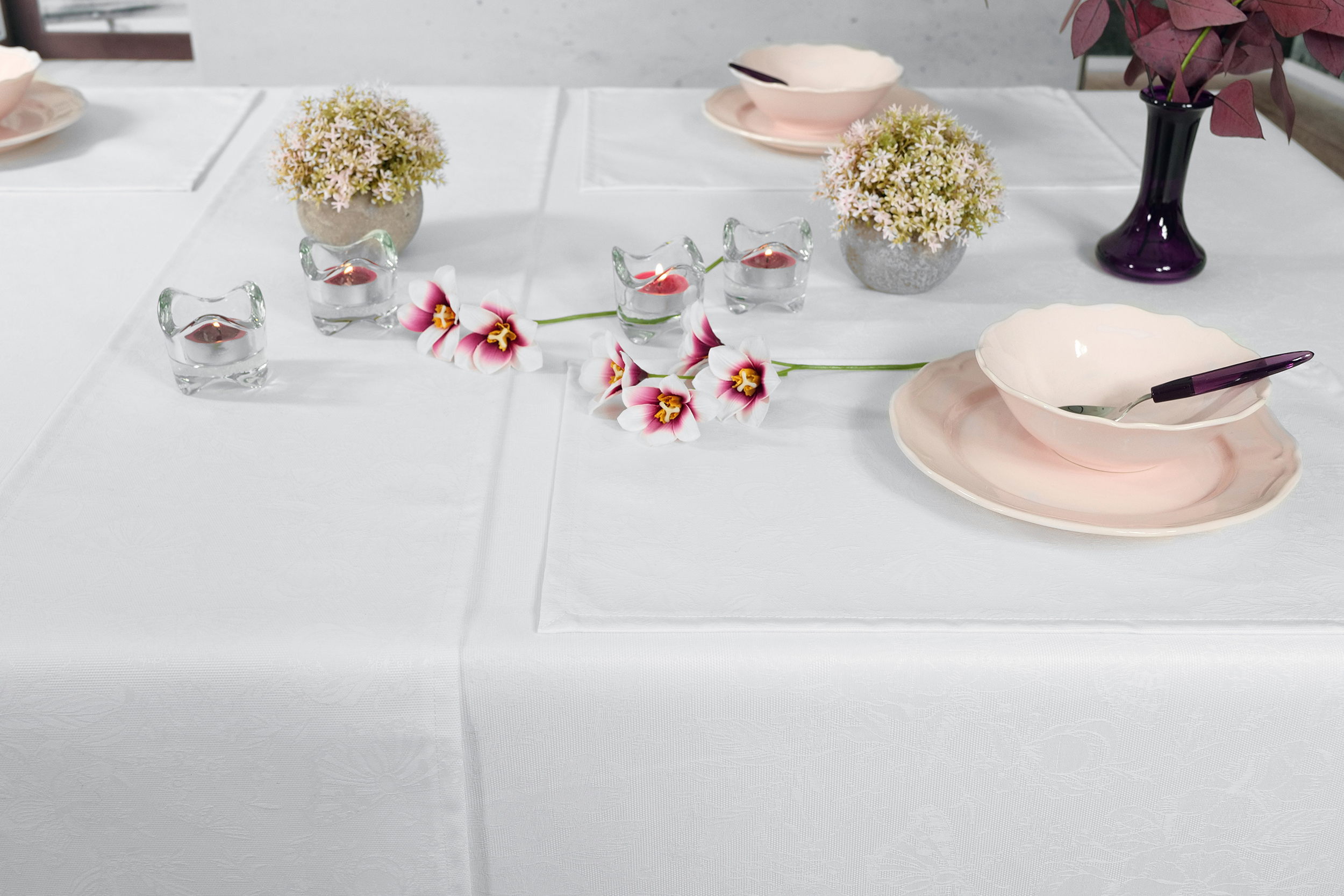 Tischset abwaschbar Weiß gemustert Helen Größe 30x48 cm Platzset