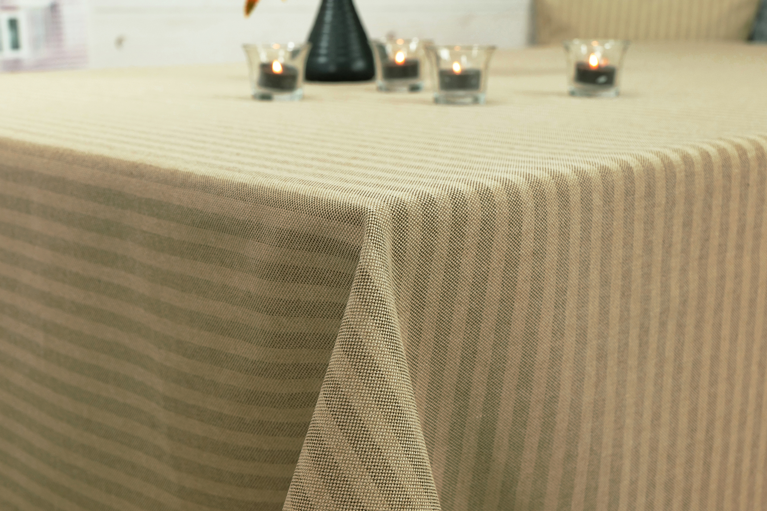 Tischdecke mit Fleckschutz Braun Beige gestreift Bristol Breite 110 cm