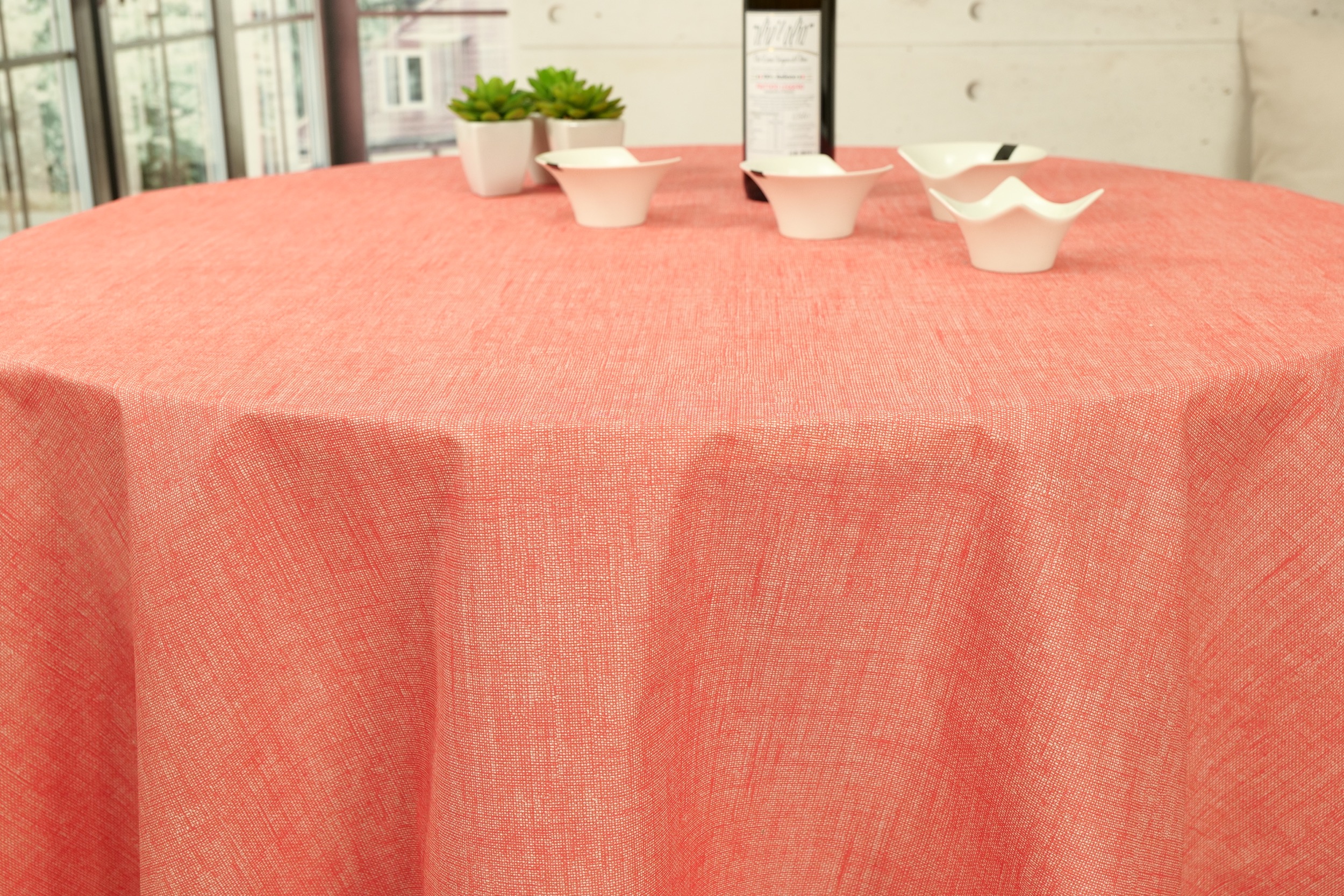 Tischdecke abwaschbar Aprocot einfarbig Lisanne ab 80 cm bis 138 cm RUND