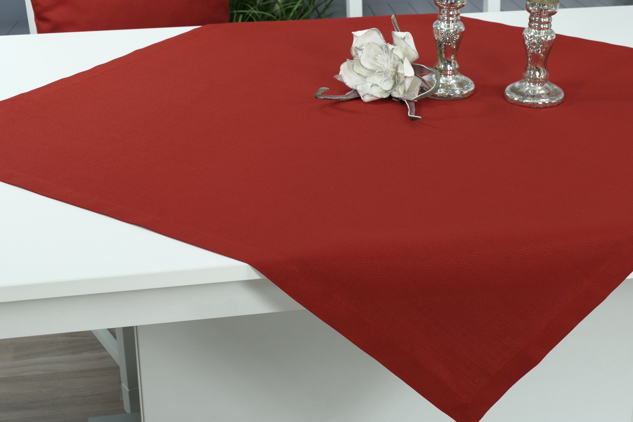 Tischdecke mit Fleckschutz  Evita Rot Uni ab 80x80 cm - 200x200 cm QUADRATISCH