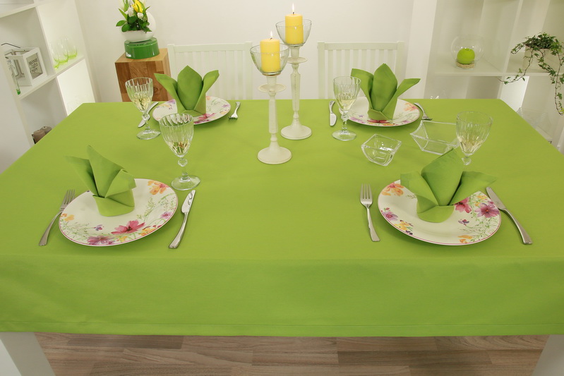 Tischdecke Apfelgrün einfarbig Breite 130 cm
