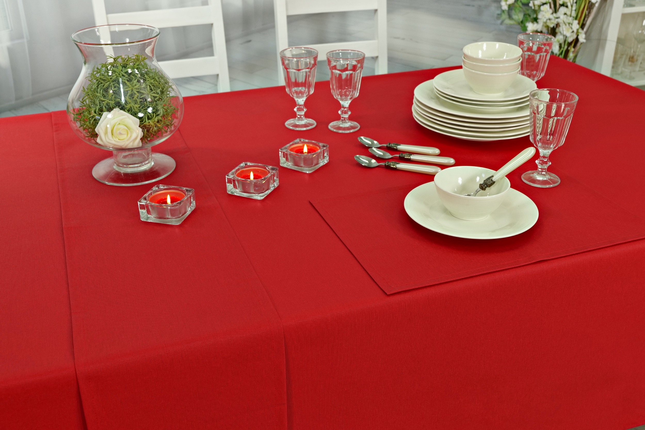 Abwaschbare Tischdecke Rot uni Lona Breite 110 cm