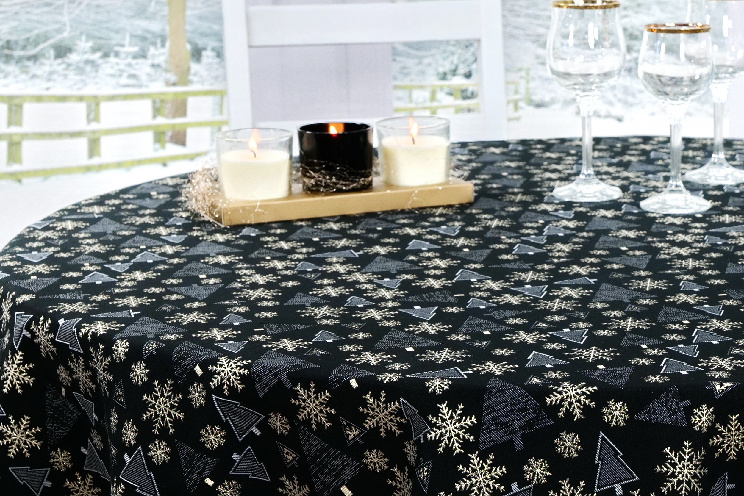 Tischdecken Stil:Nobel, Edel mit und Tischdecken-Shop.de. Schwarz in TiDeko® Weihnachtstischdecke Markenqualität Gold | Klassisch