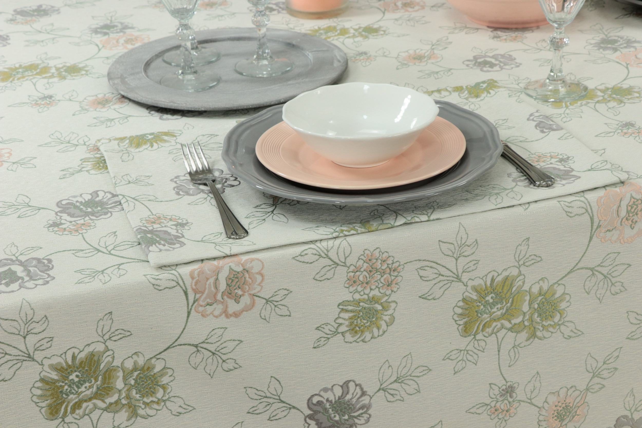 Hübsche Tischsets Creme geblümt Grün Rosa Merida Größe 30x48 cm Platzset