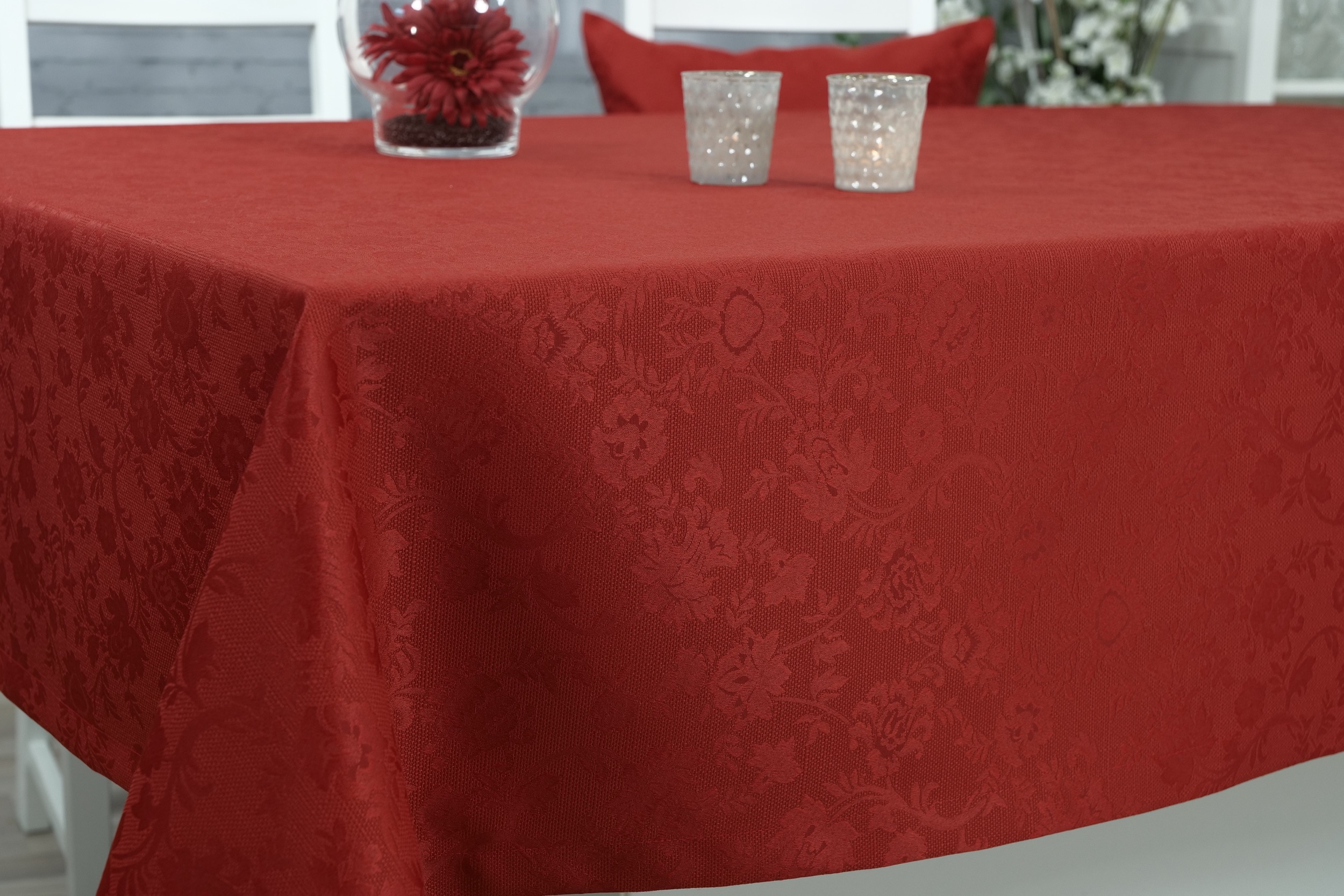 Tischdecke mit Fleckschutz Evita Rot Ranke Breite 90 cm