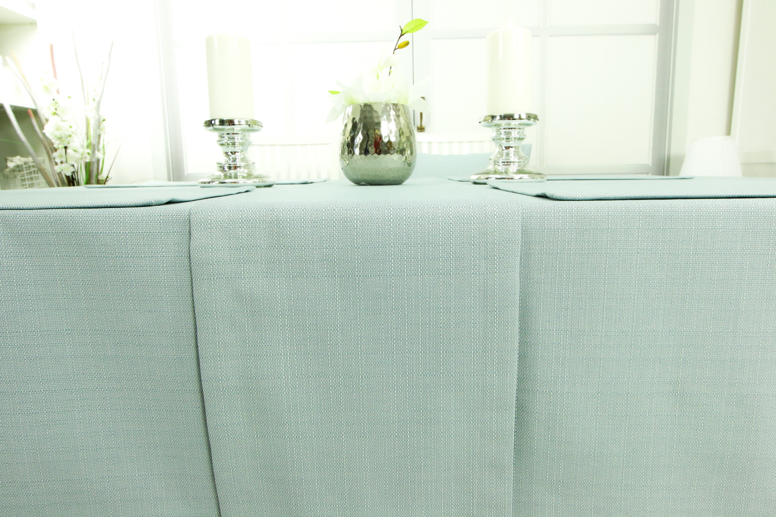 Tischdecke mit Fleckschutz Evita Perlmint Uni Breite 120 cm