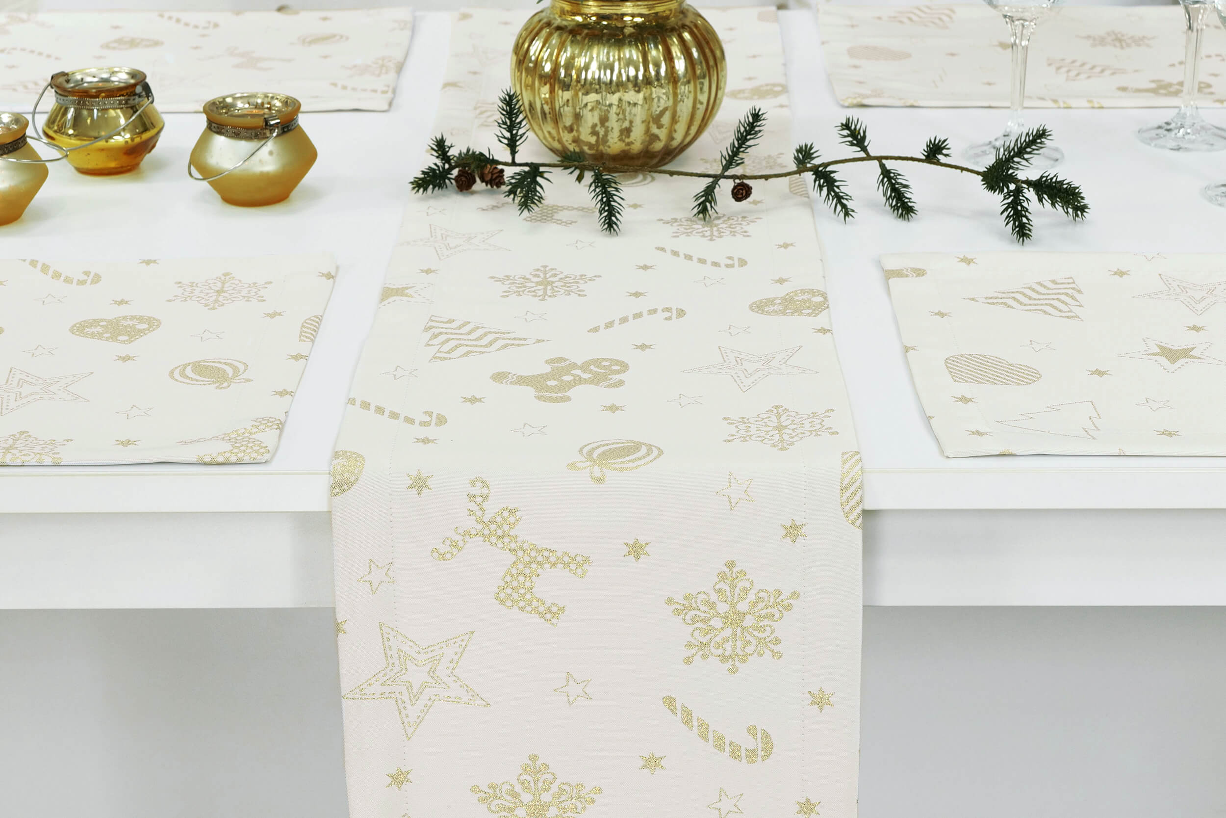 Tischläufer Weihnachten Muster Gold Dorados Breite 30 cm