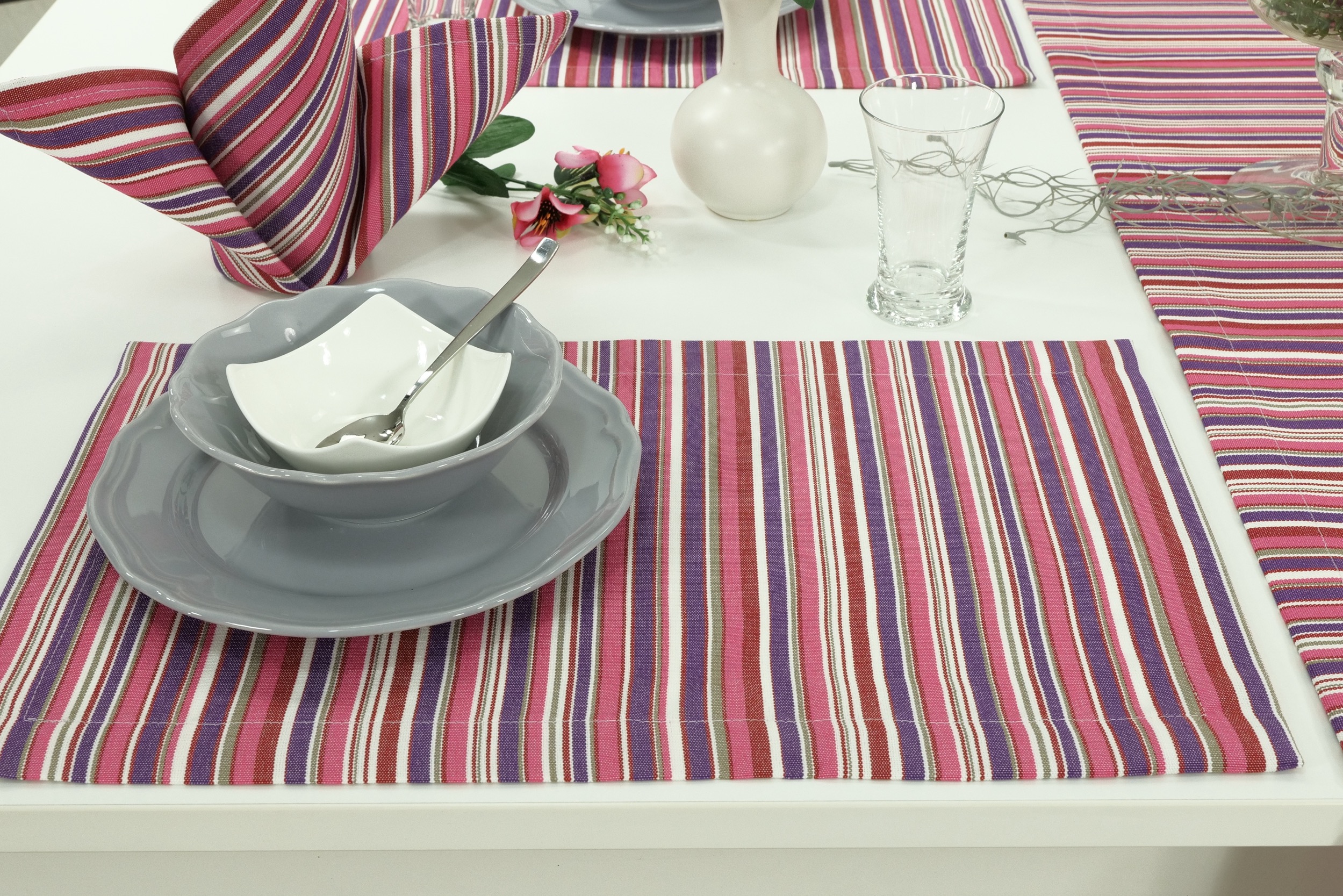 Tischset mit Fleckschutz Pink striped Outside Größe 32x42 cm Platzset