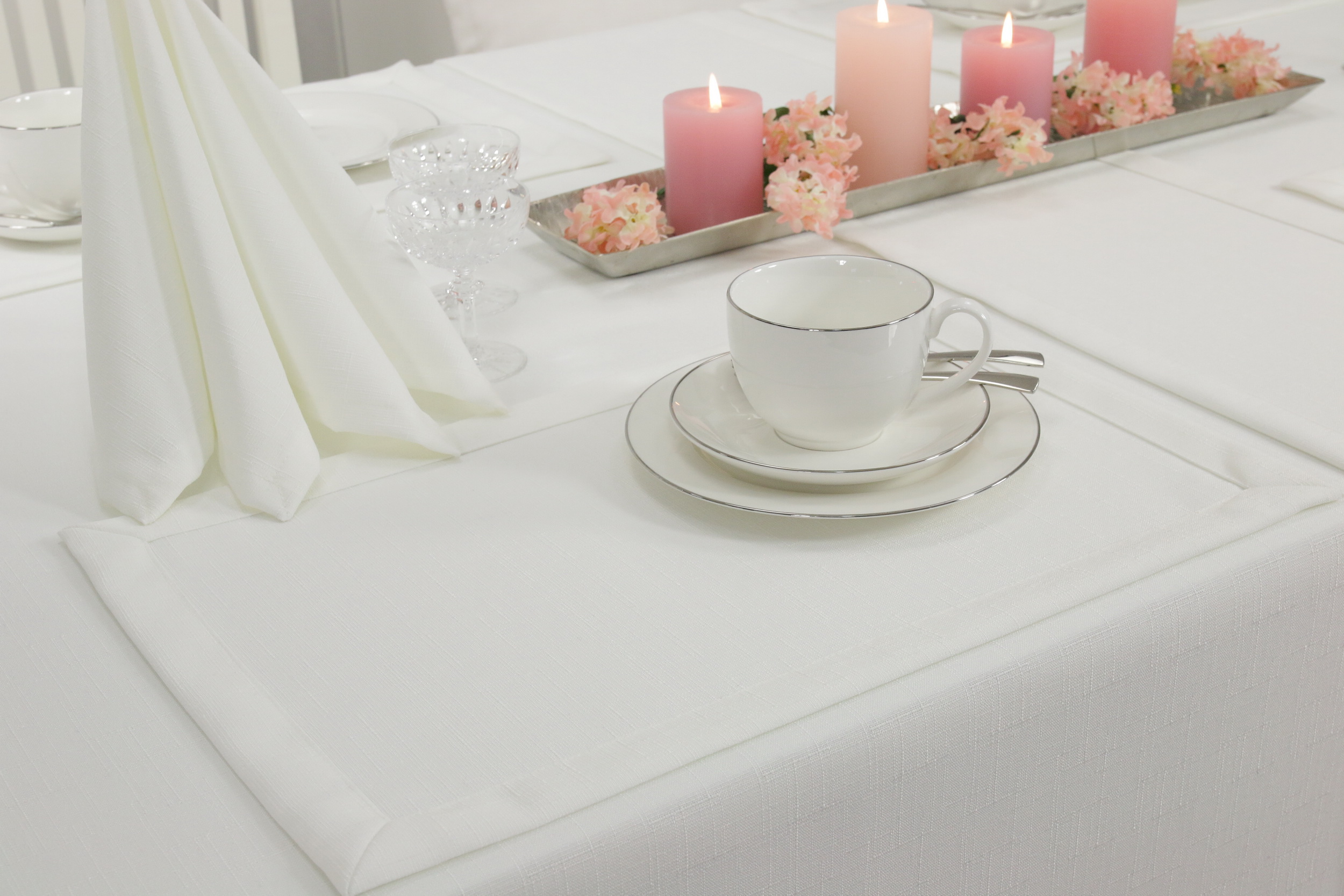 Tischset mit Fleckschutz Weiß Creme einfarbig Malaga Größe 30x48 cm Platzset