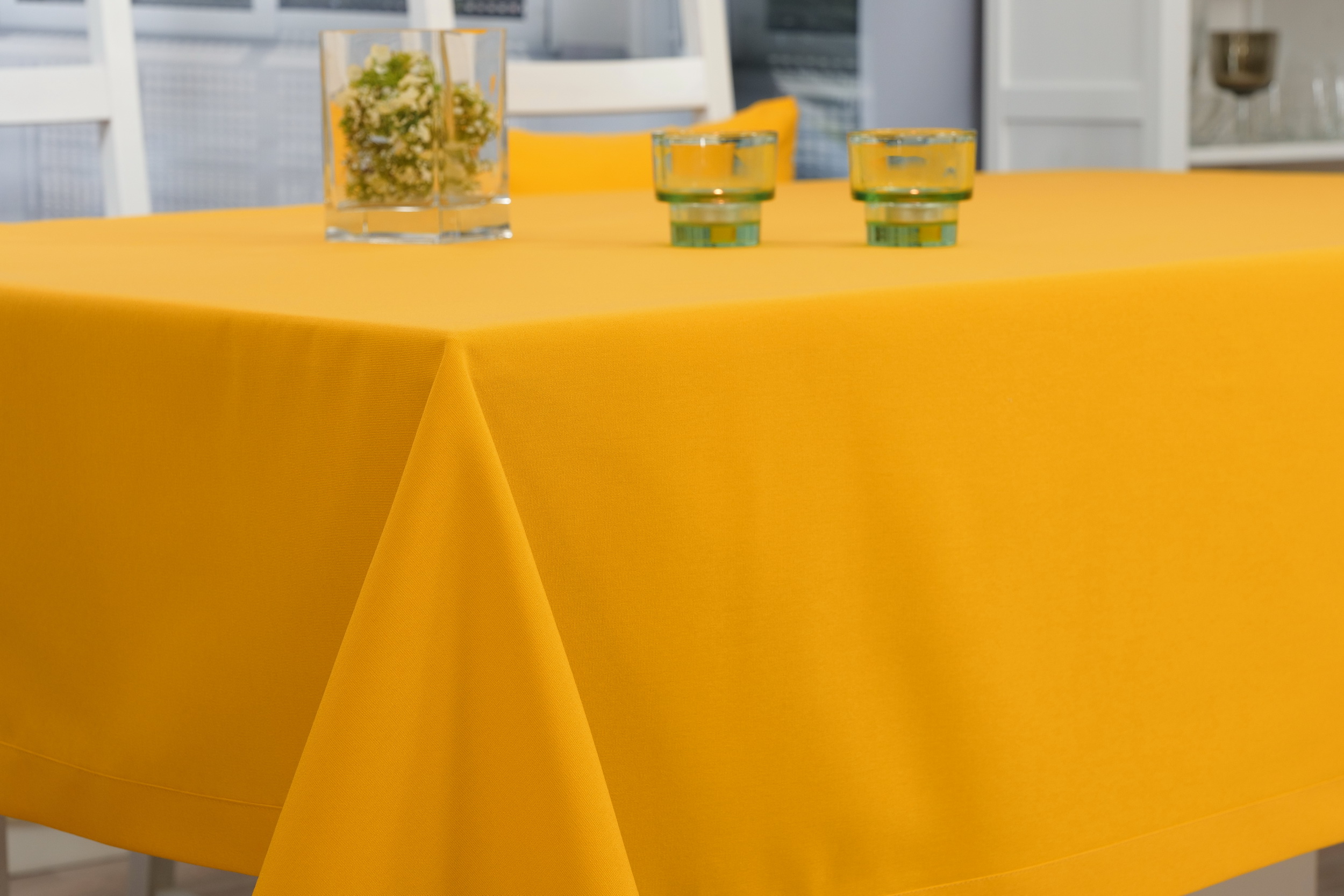 Tischdecke mit Fleckschutz Gelb uni Sara Breite 90 cm