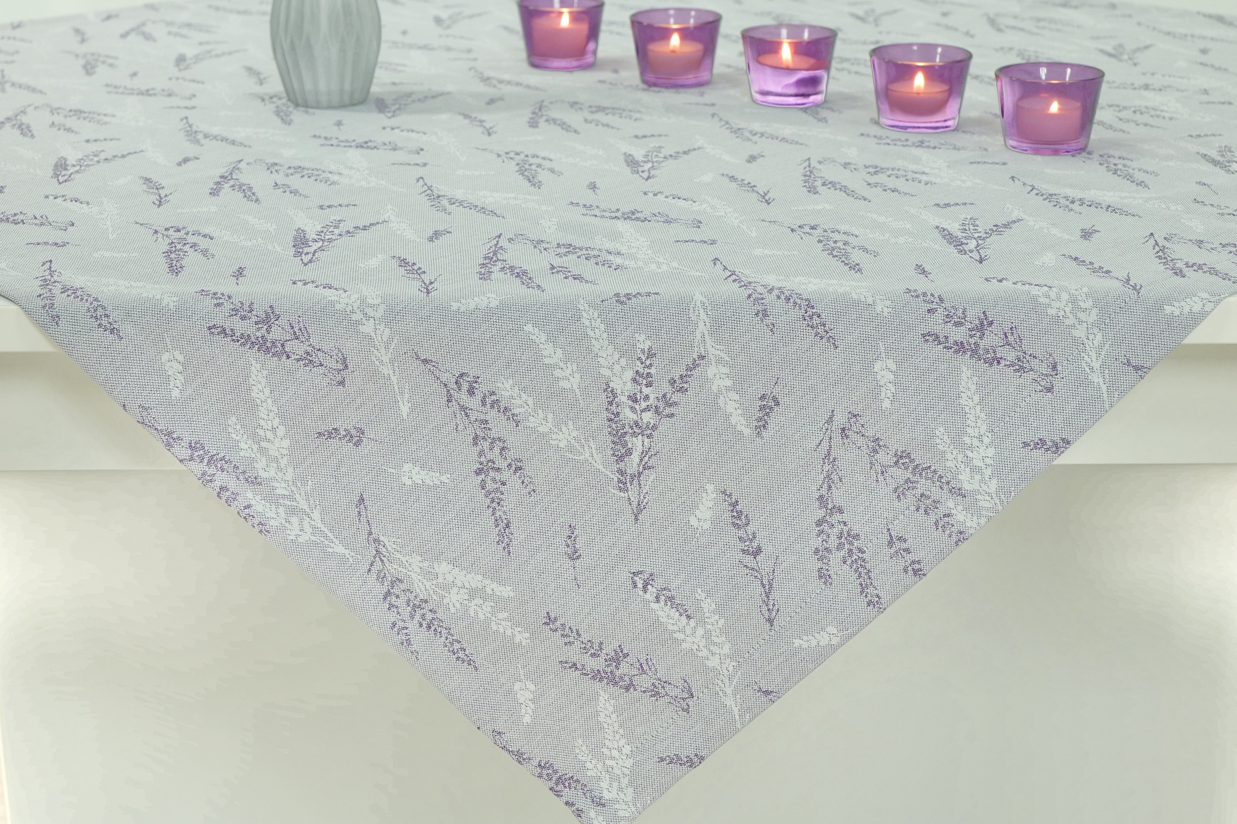 Tischdecke mit Fleckschutz Hellgrau Violett Lavendel ab 80x80 cm - 178x178 cm QUADRATISCH